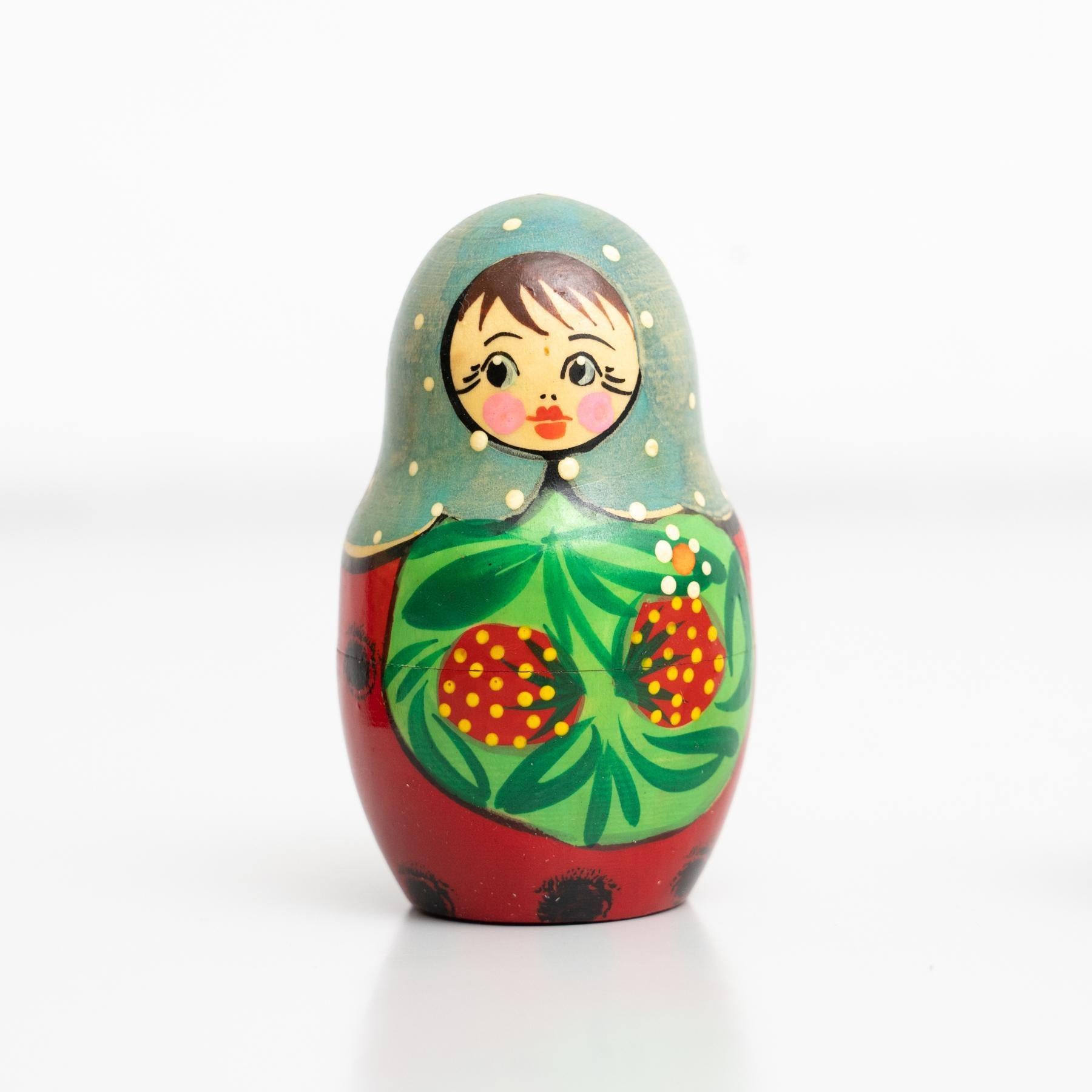 Antique Traditional Hand-Painted Wooden Russian Doll, circa 1960 14