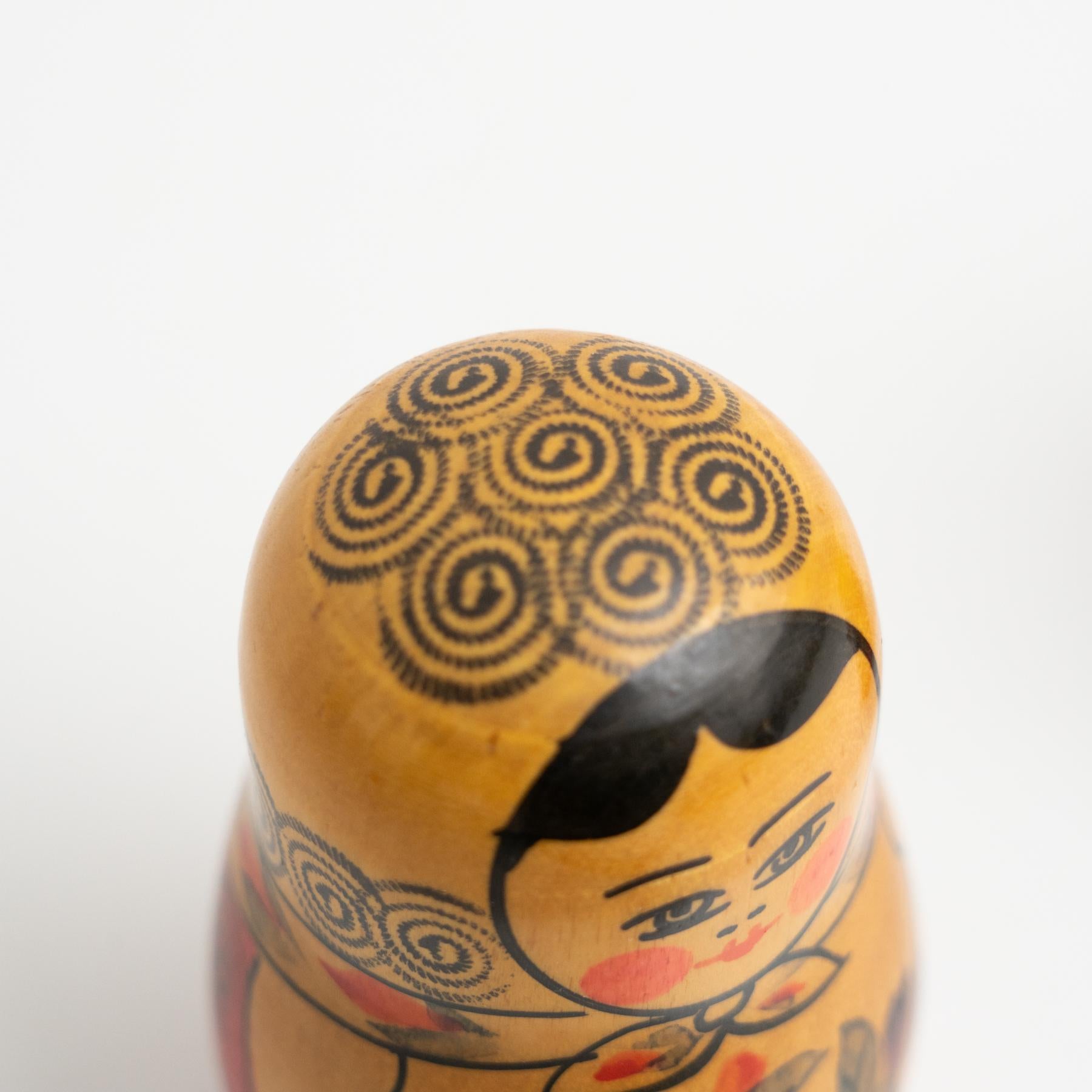 Antique Traditional Hand-Painted Wooden Russian Doll, circa 1960 11