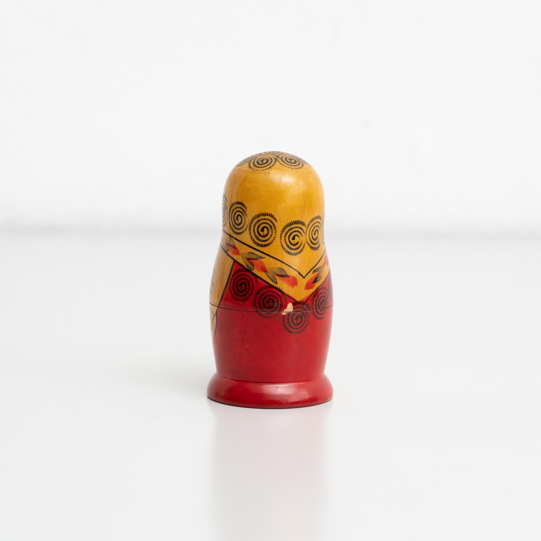 Mid-Century Modern Antique Traditional Hand-Painted Wooden Russian Doll, circa 1960