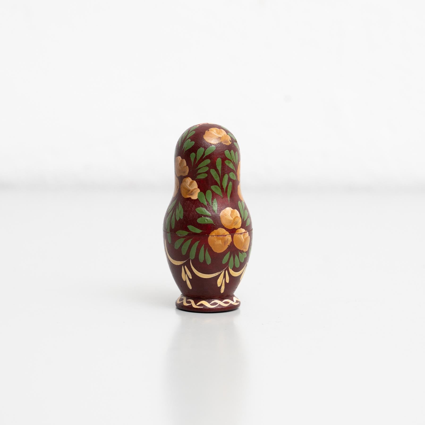 Mid-Century Modern Antique Traditional Hand-Painted Wooden Russian Doll, circa 1960