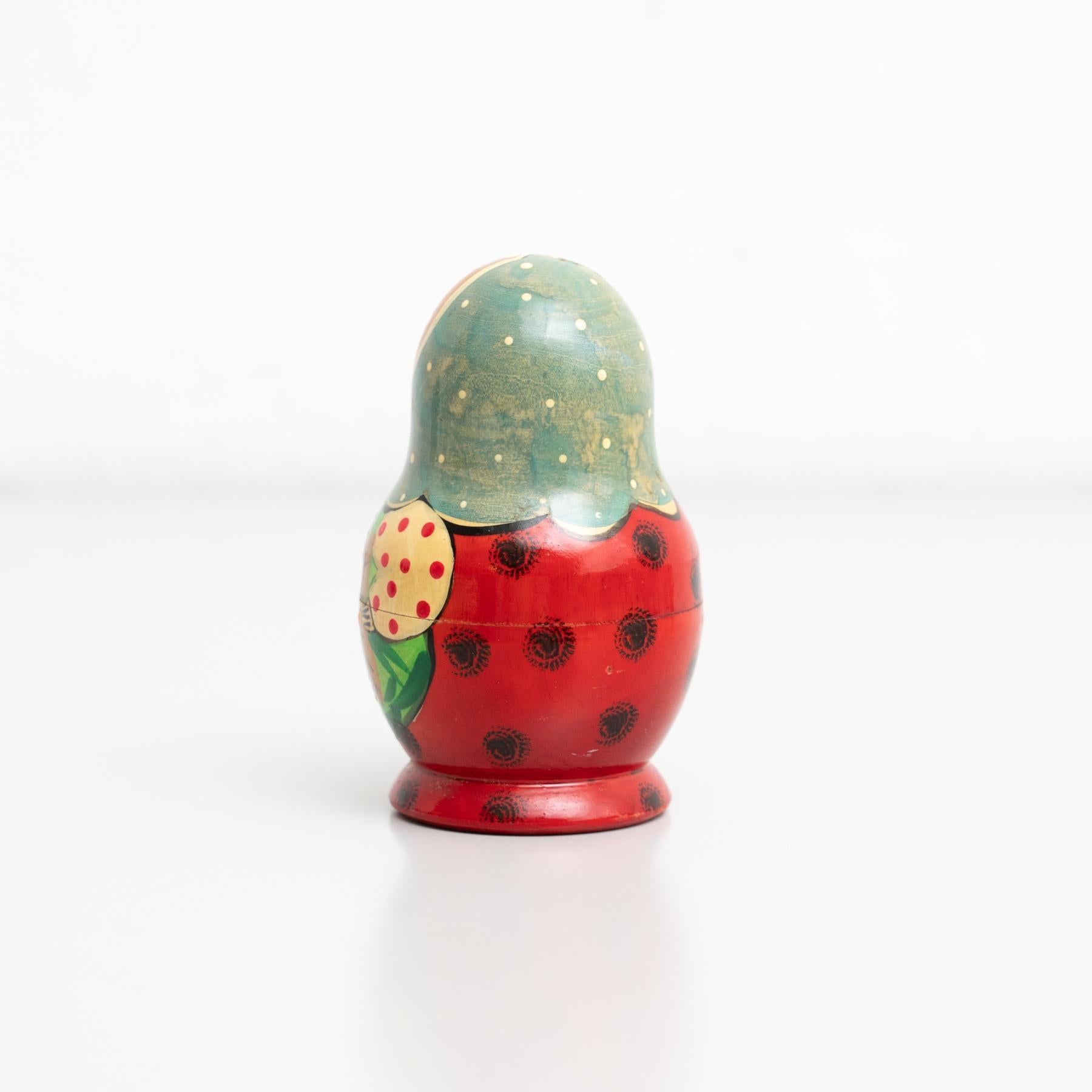 Antique Traditional Hand-Painted Wooden Russian Doll, circa 1960 2