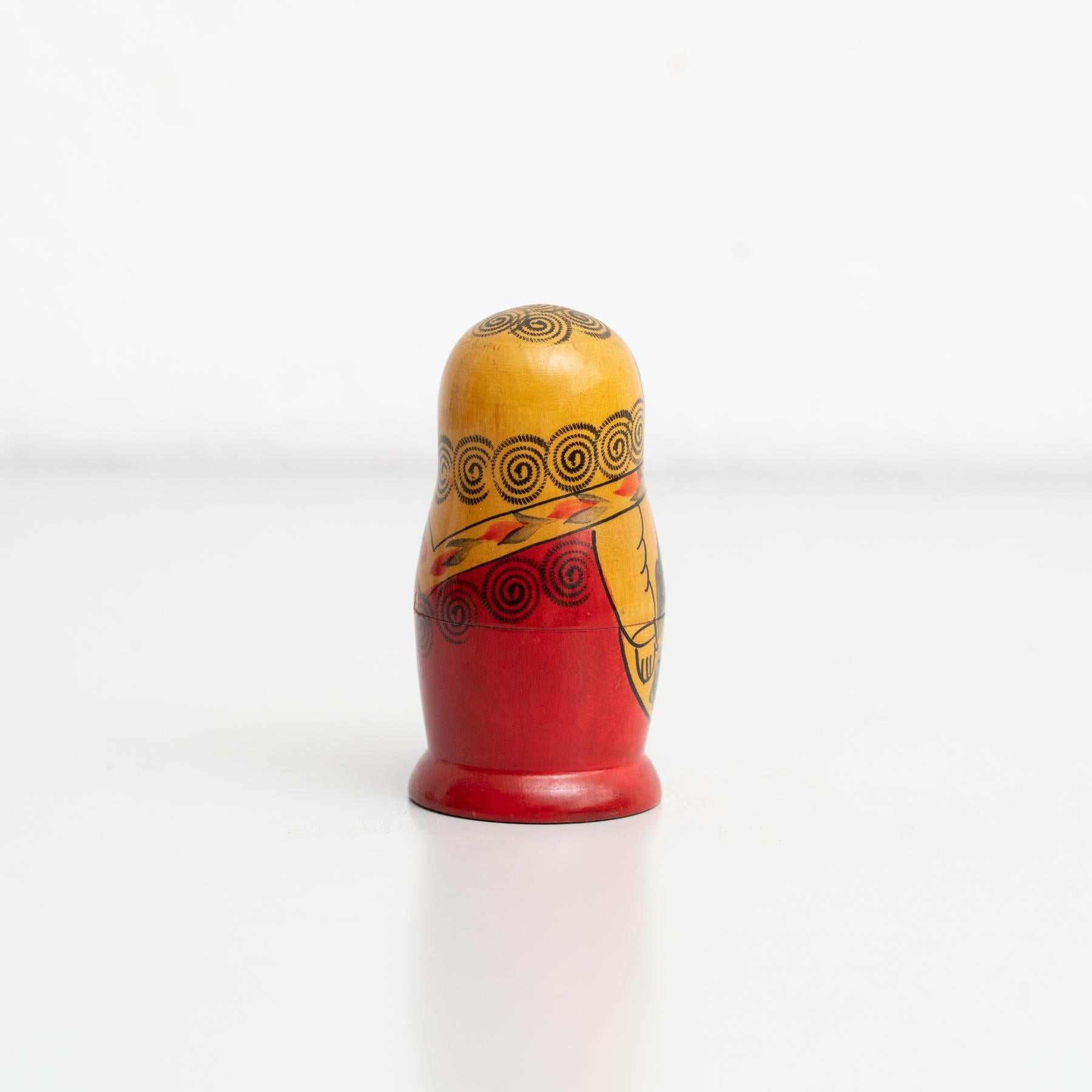 Mid-20th Century Antique Traditional Hand-Painted Wooden Russian Doll, circa 1960