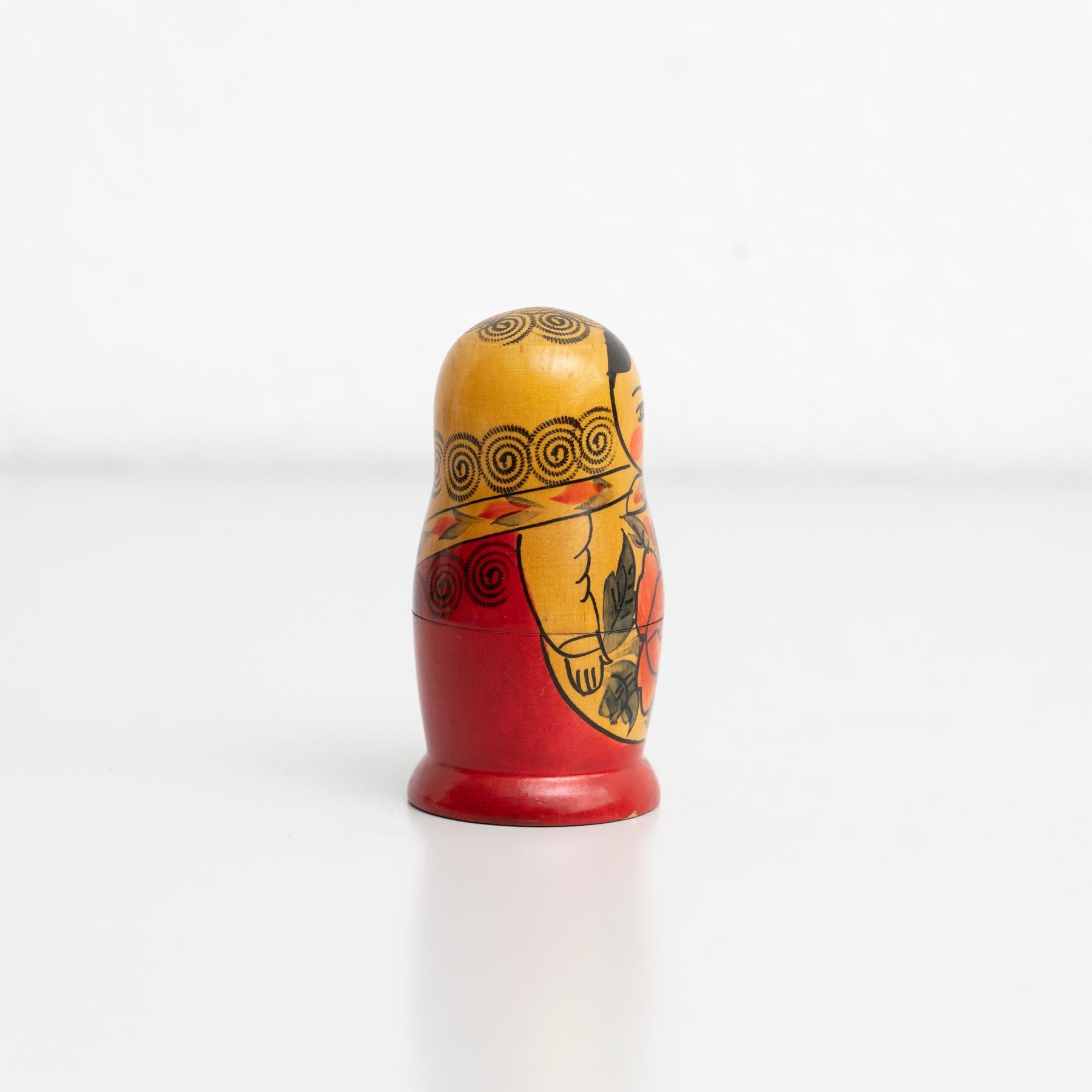 Antique Traditional Hand-Painted Wooden Russian Doll, circa 1960 1
