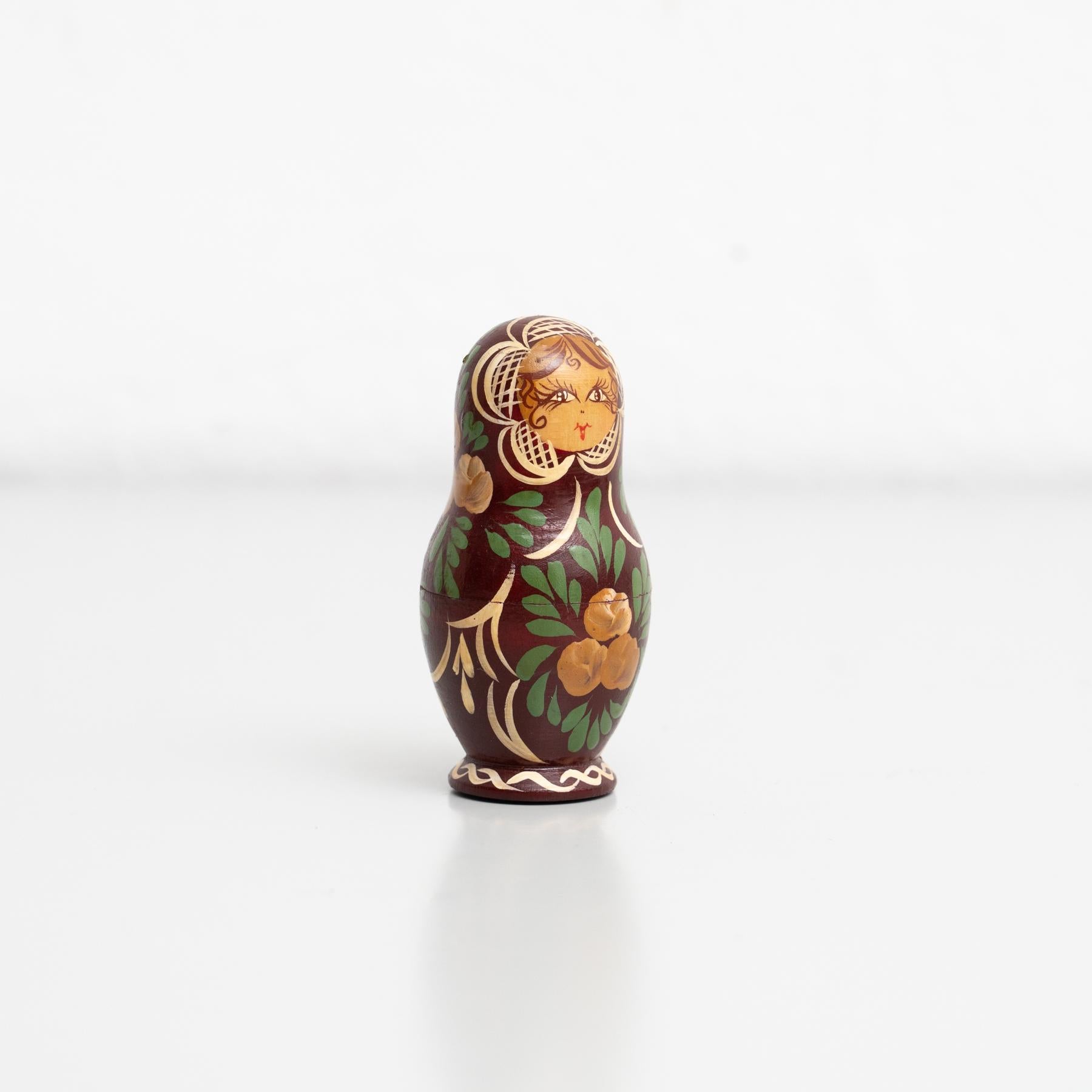 Antique Traditional Hand-Painted Wooden Russian Doll, circa 1960 1