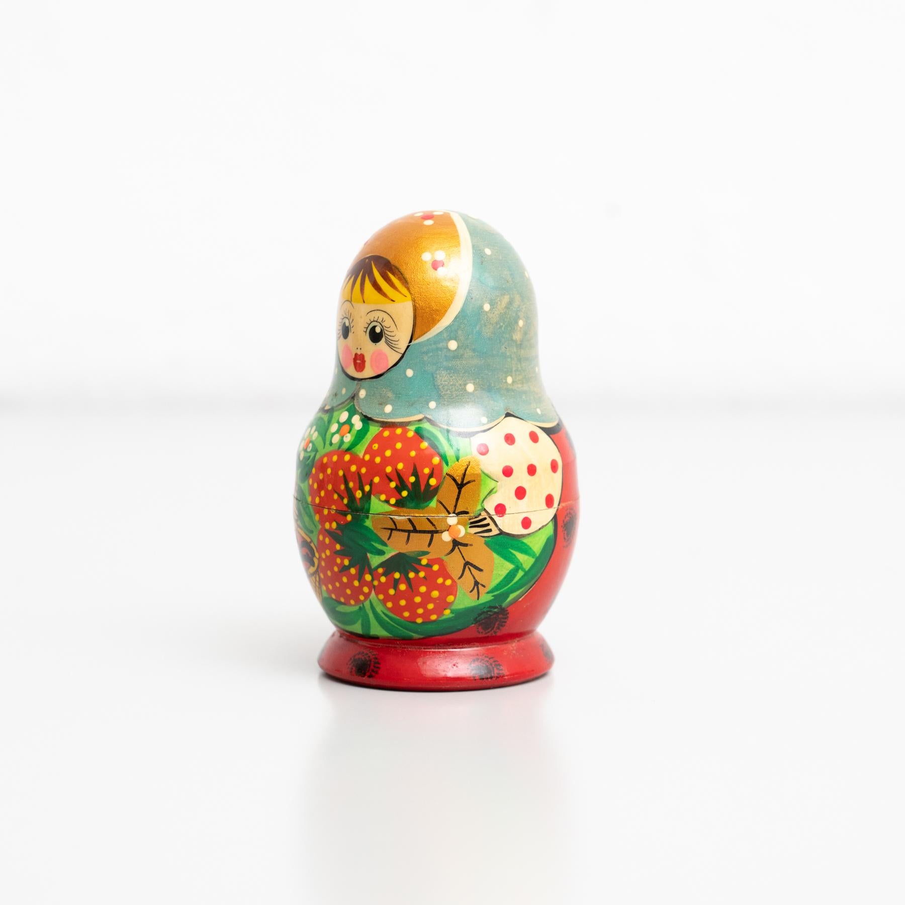 Antique Traditional Hand-Painted Wooden Russian Doll, circa 1960 For Sale 3