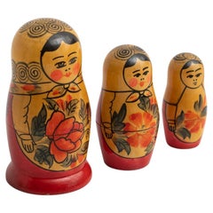 Vintage Traditional Hand-Painted Wooden Russian Doll, circa 1960