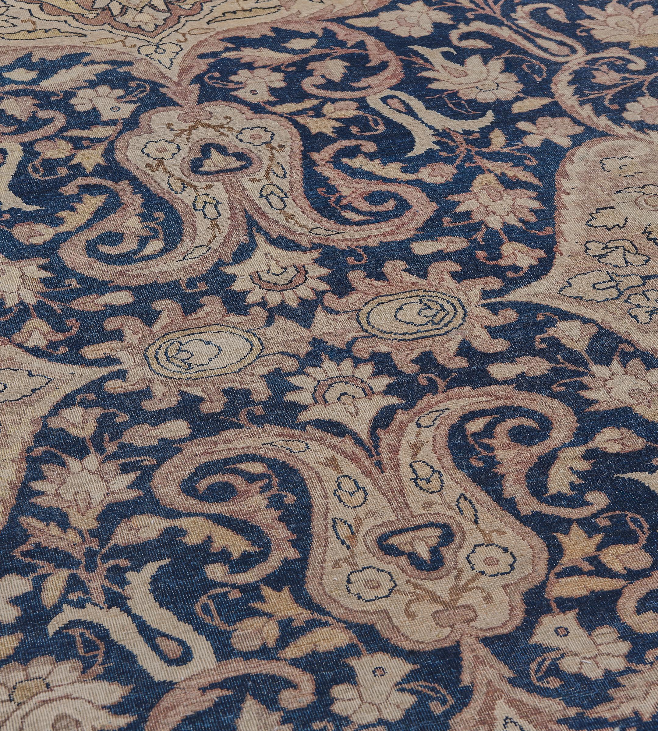 Tissé à la main Tapis persan Kerman traditionnel ancien tissé à la main en laine à motifs floraux 14'8
