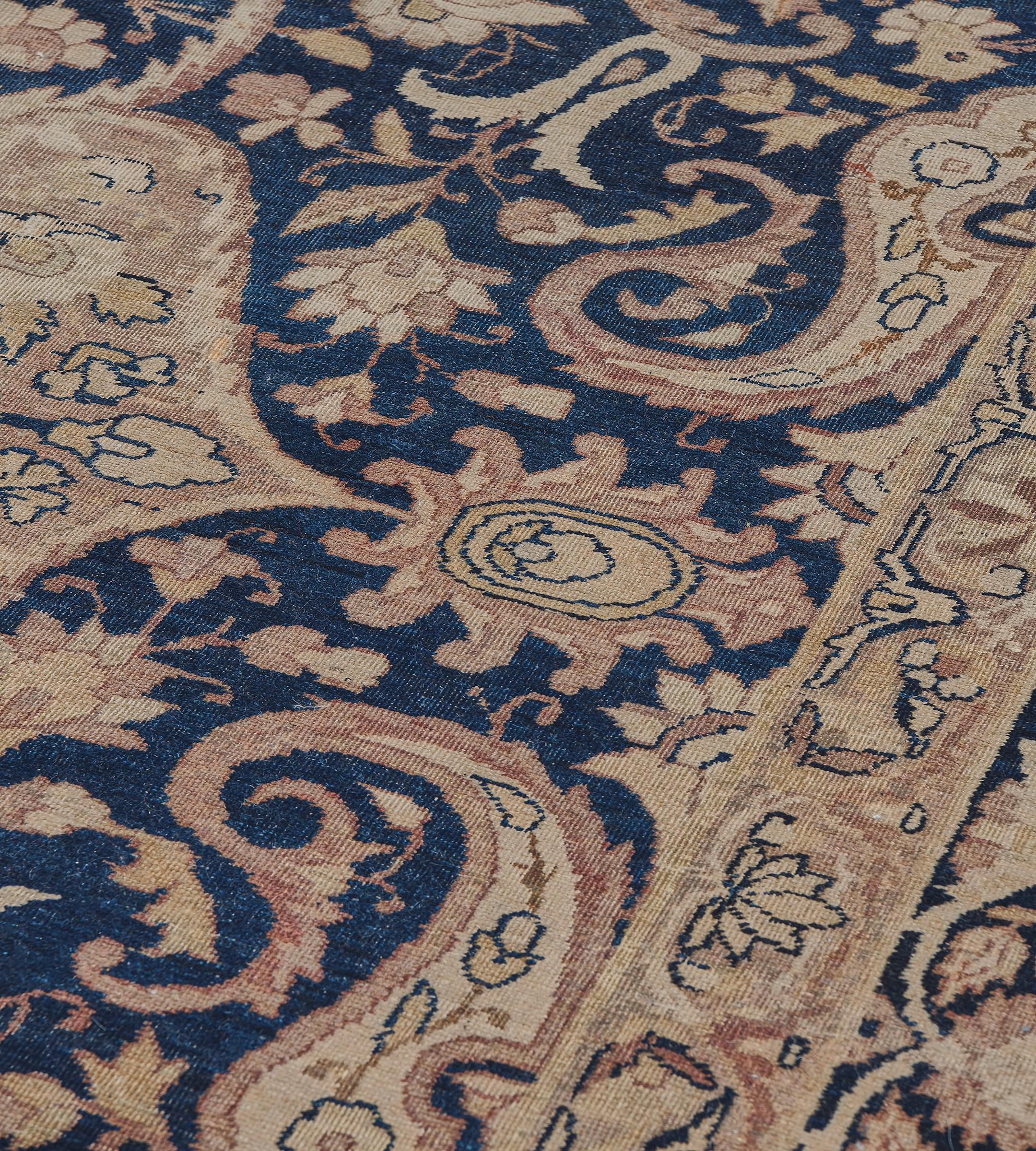 XIXe siècle Tapis persan Kerman traditionnel ancien tissé à la main en laine à motifs floraux 14'8