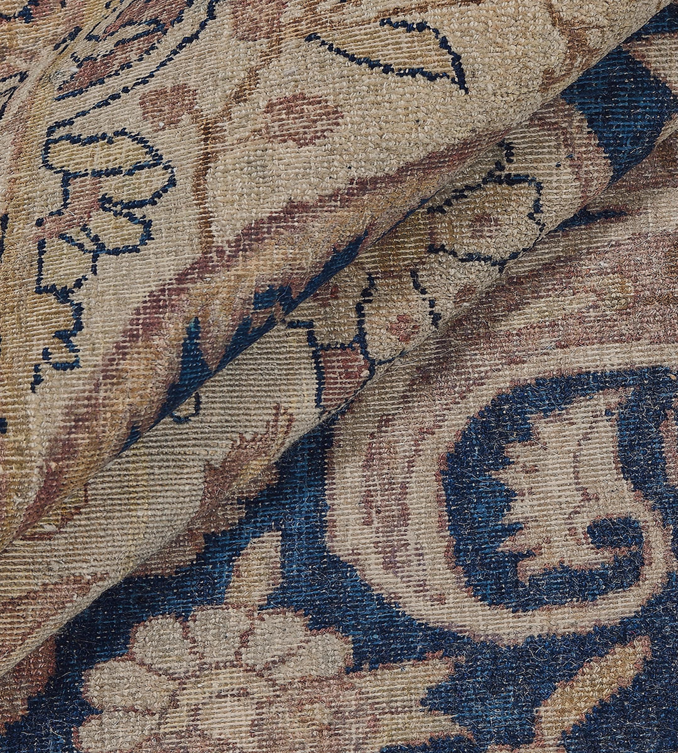 Tapis persan Kerman traditionnel ancien tissé à la main en laine à motifs floraux 14'8