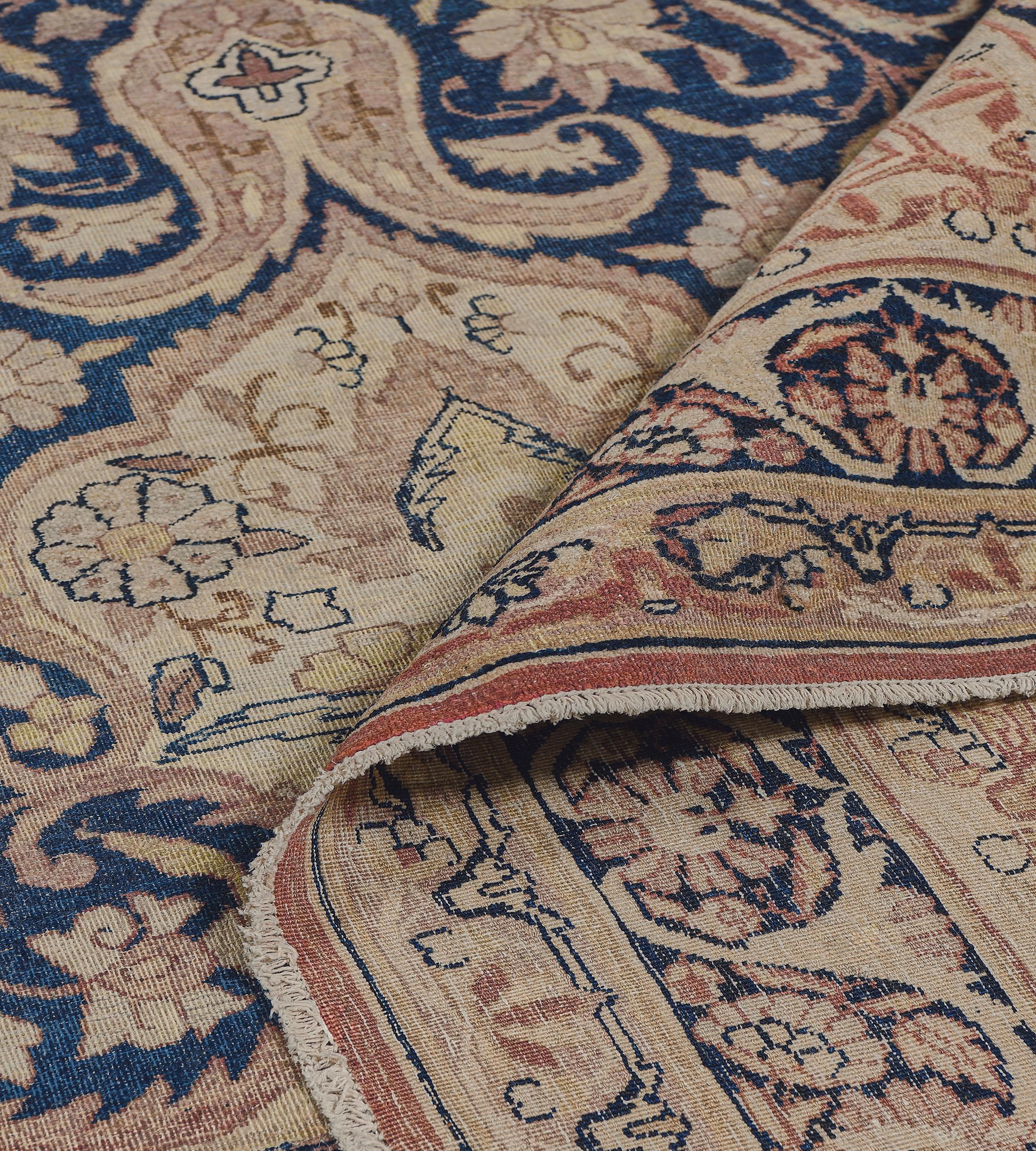 Tapis persan Kerman traditionnel ancien tissé à la main en laine à motifs floraux 14'8
