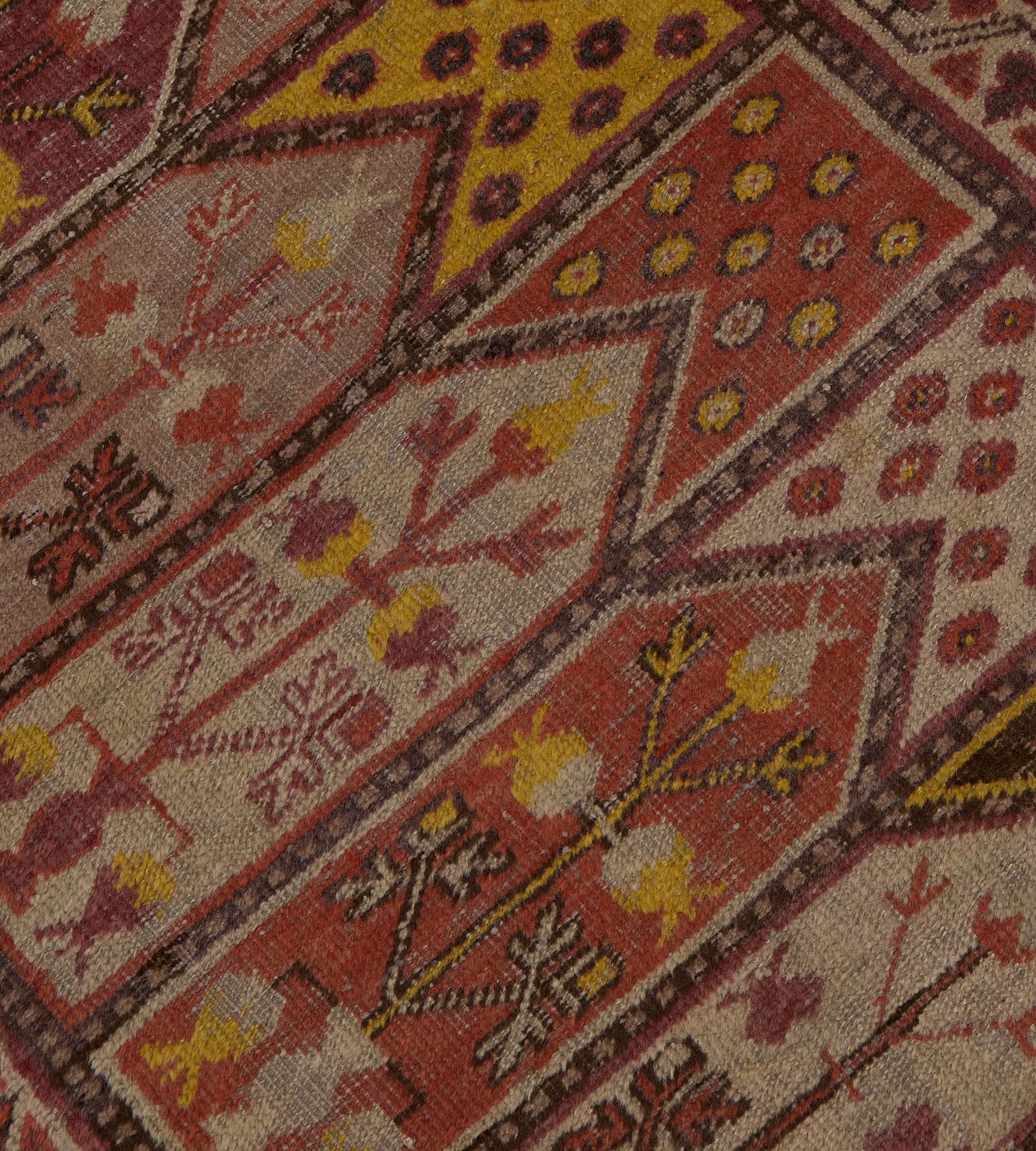 Antique Traditional Hand-Woven Wool Paneled Khotan Runner For Sale 1