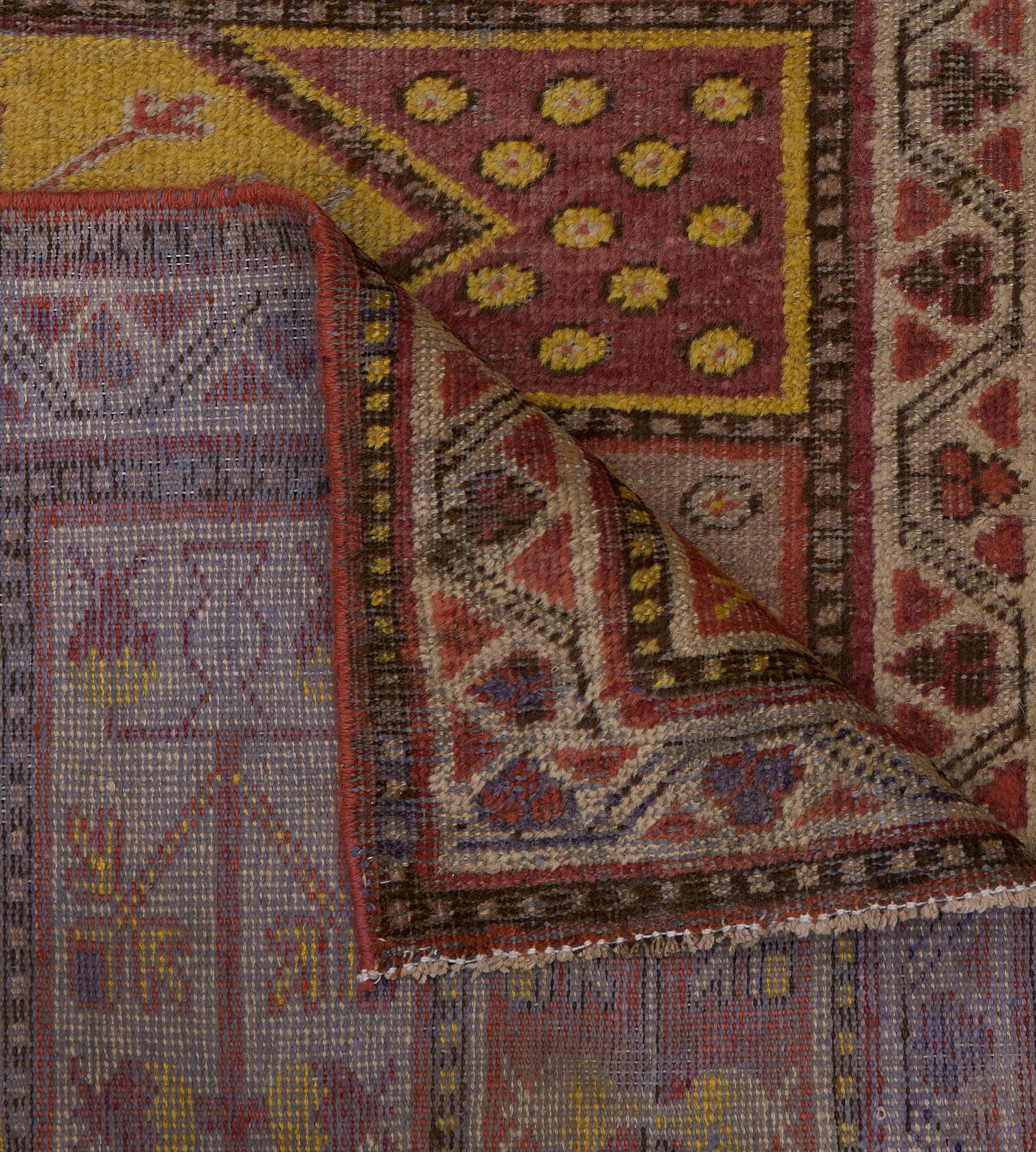 Antique Traditional Hand-Woven Wool Paneled Khotan Runner For Sale 2