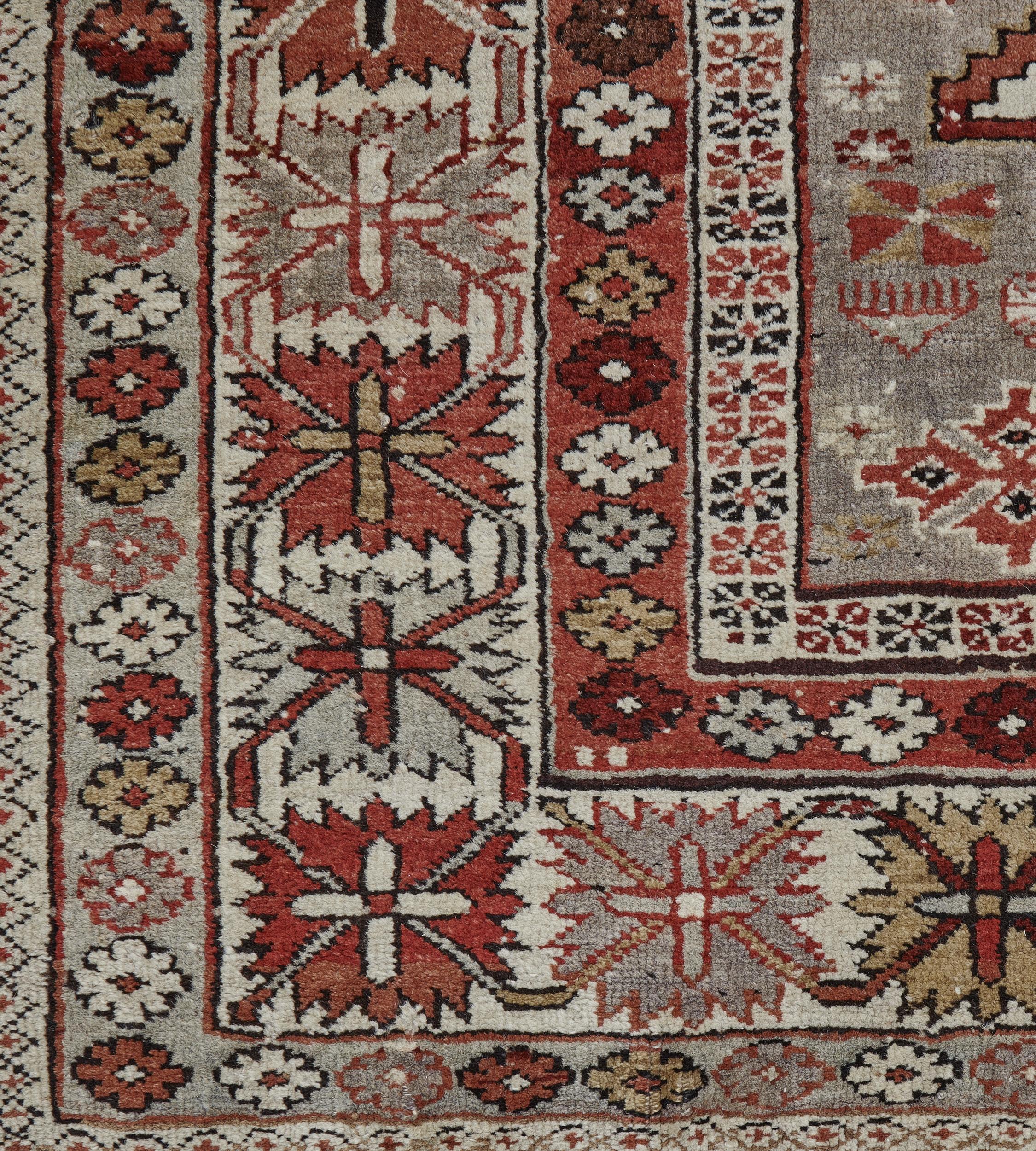 Hand-Knotted Antique Traditional Handwoven Caucasian Shirvan Wool Rug For Sale