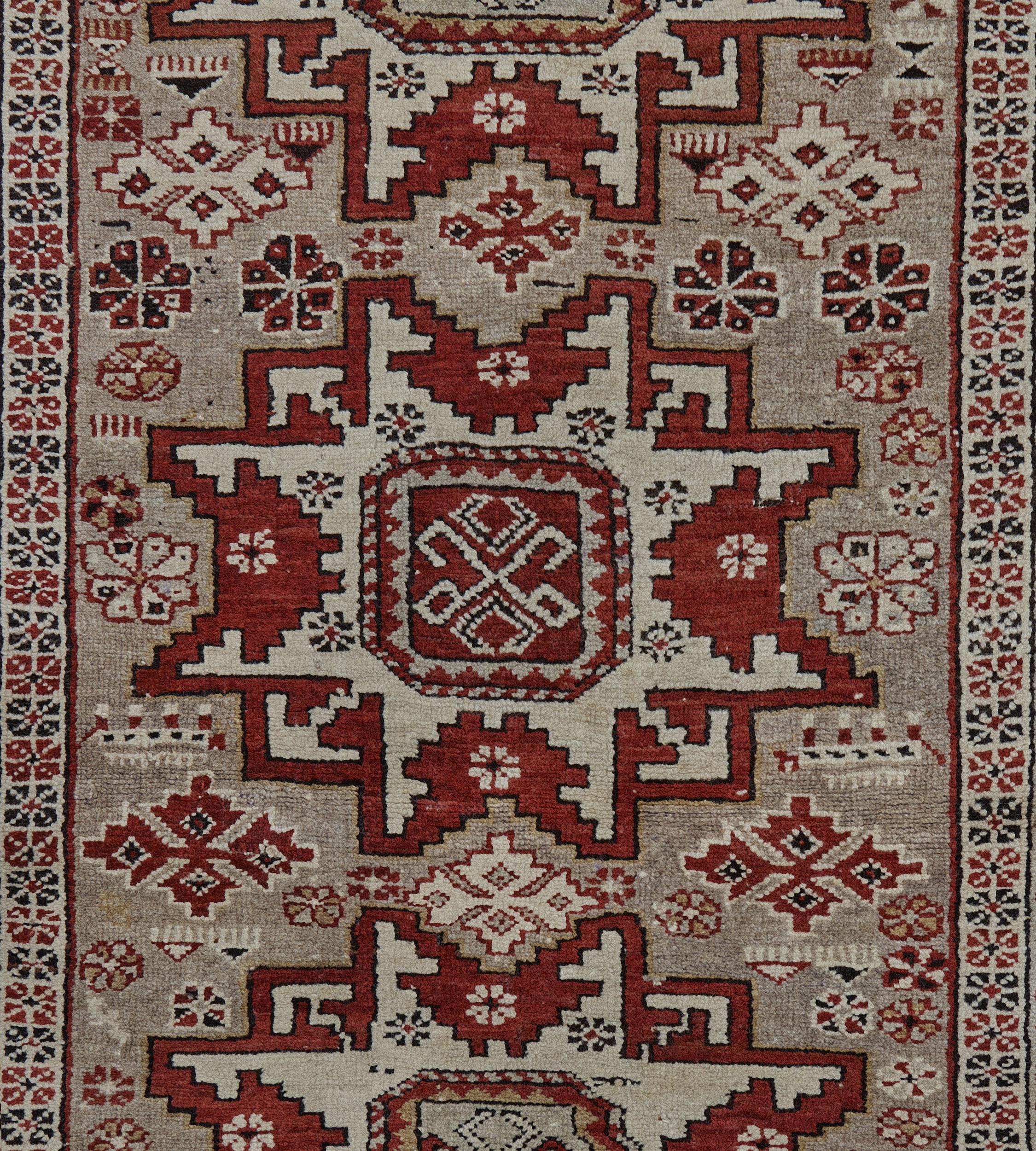 20th Century Antique Traditional Handwoven Caucasian Shirvan Wool Rug For Sale