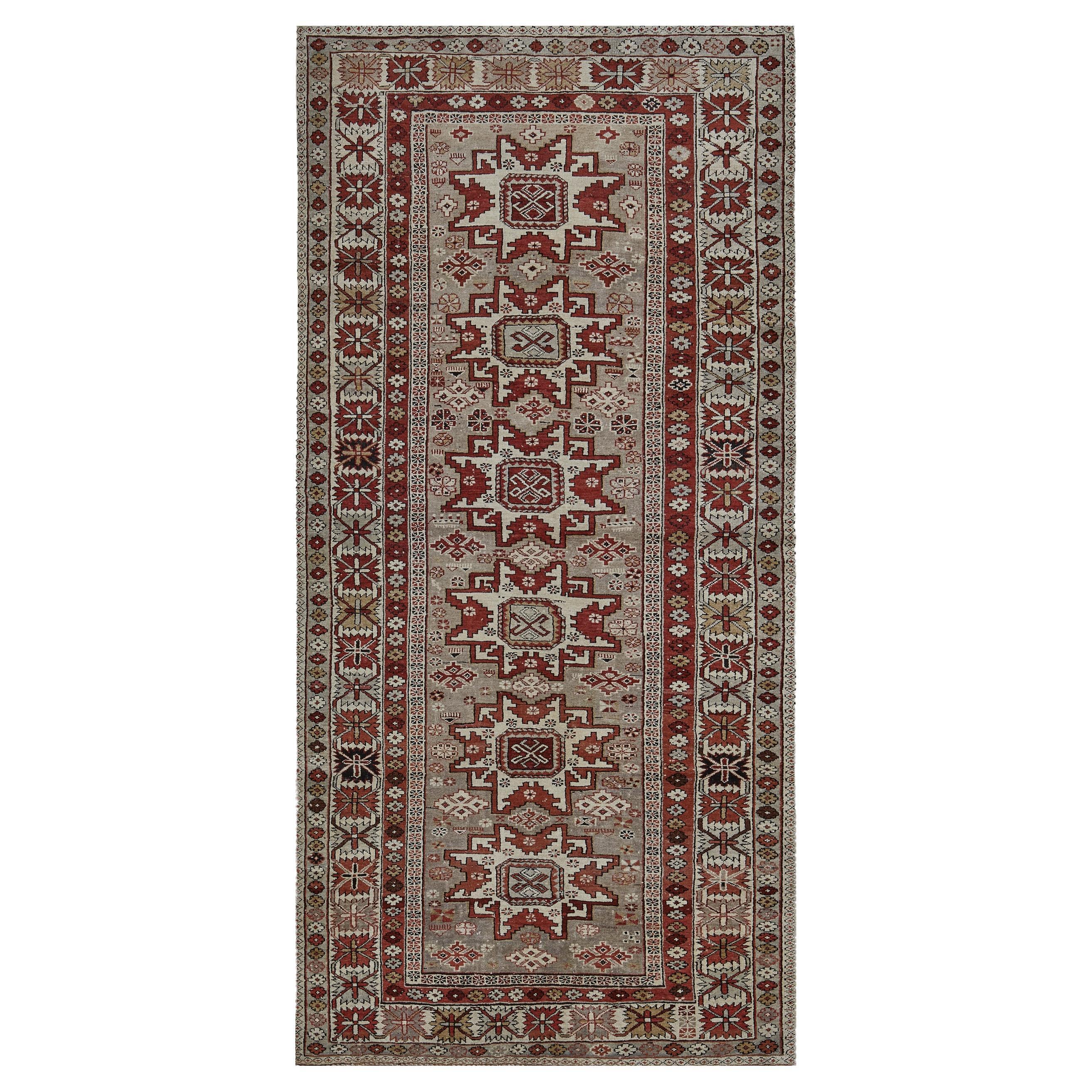 Antique Traditional Handwoven Caucasian Shirvan Wool Rug For Sale
