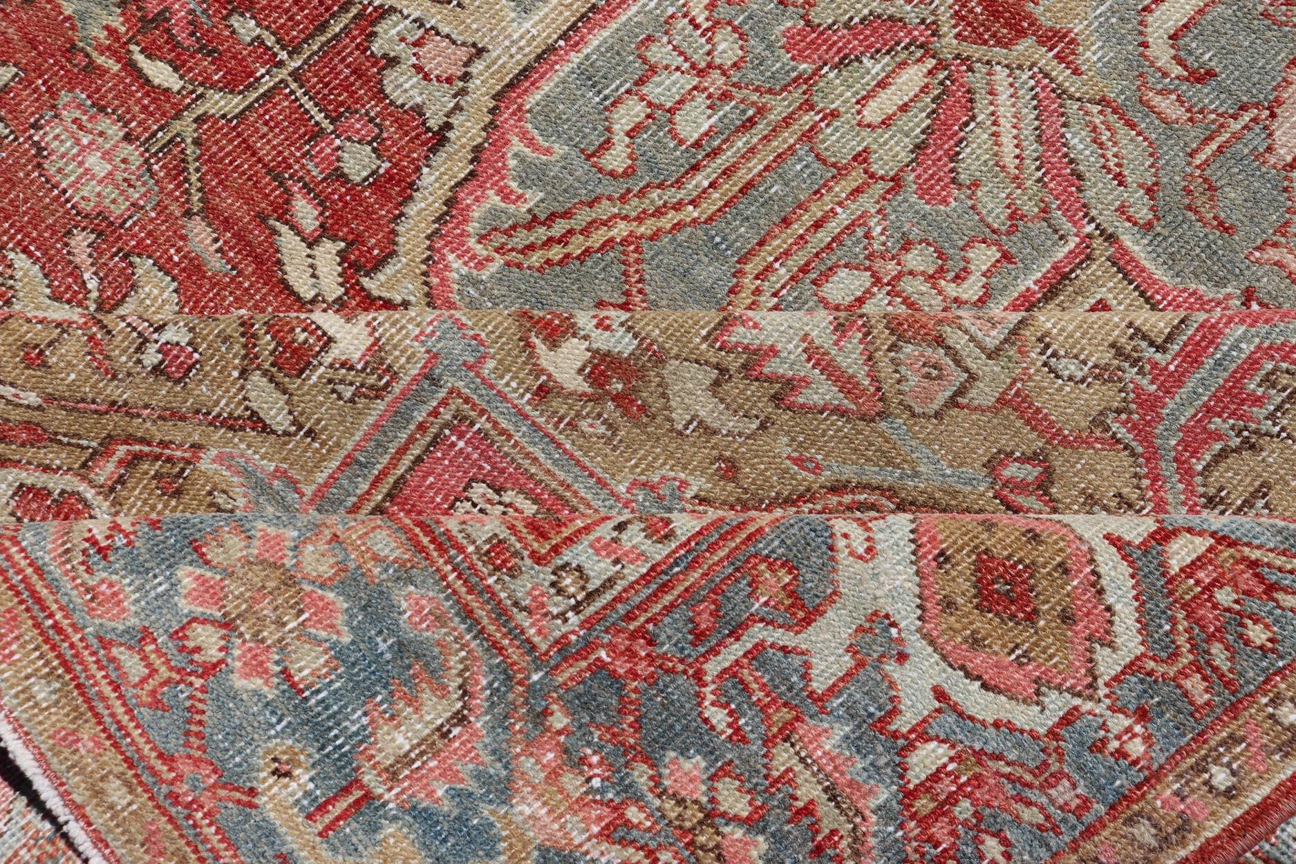 Alfombra Heriz Antigua Tradicional con Diseño de Medallón Floral 7'7 x 10'5 en venta 2