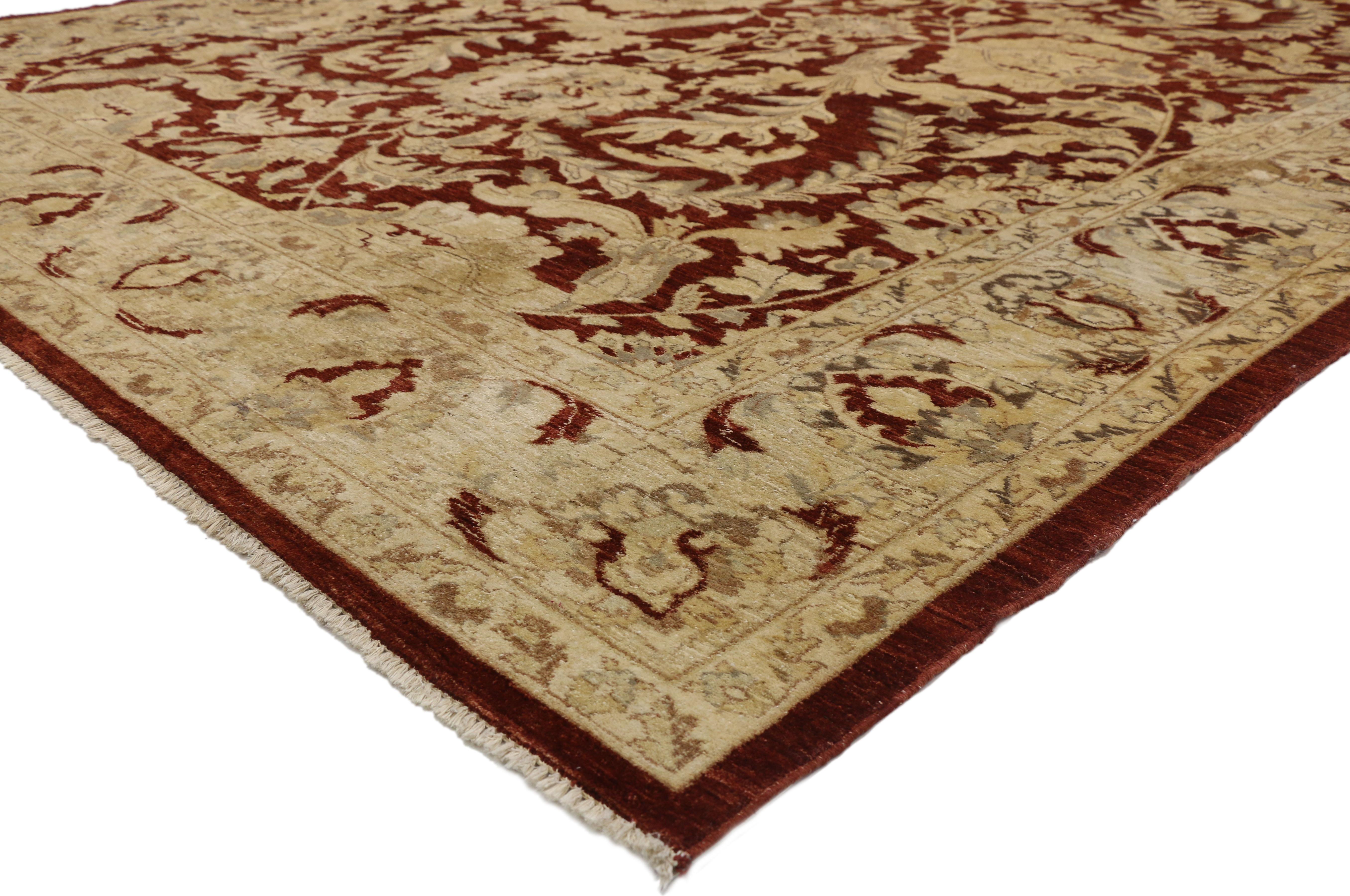77315, antique Traditional Indian Area rug with Persian Design and Luxe Baroque style. This hand knotted wool antique traditional Indian area rug with a Classic Persian Design features an all-over Herati pattern of large-scale palmettes, curved