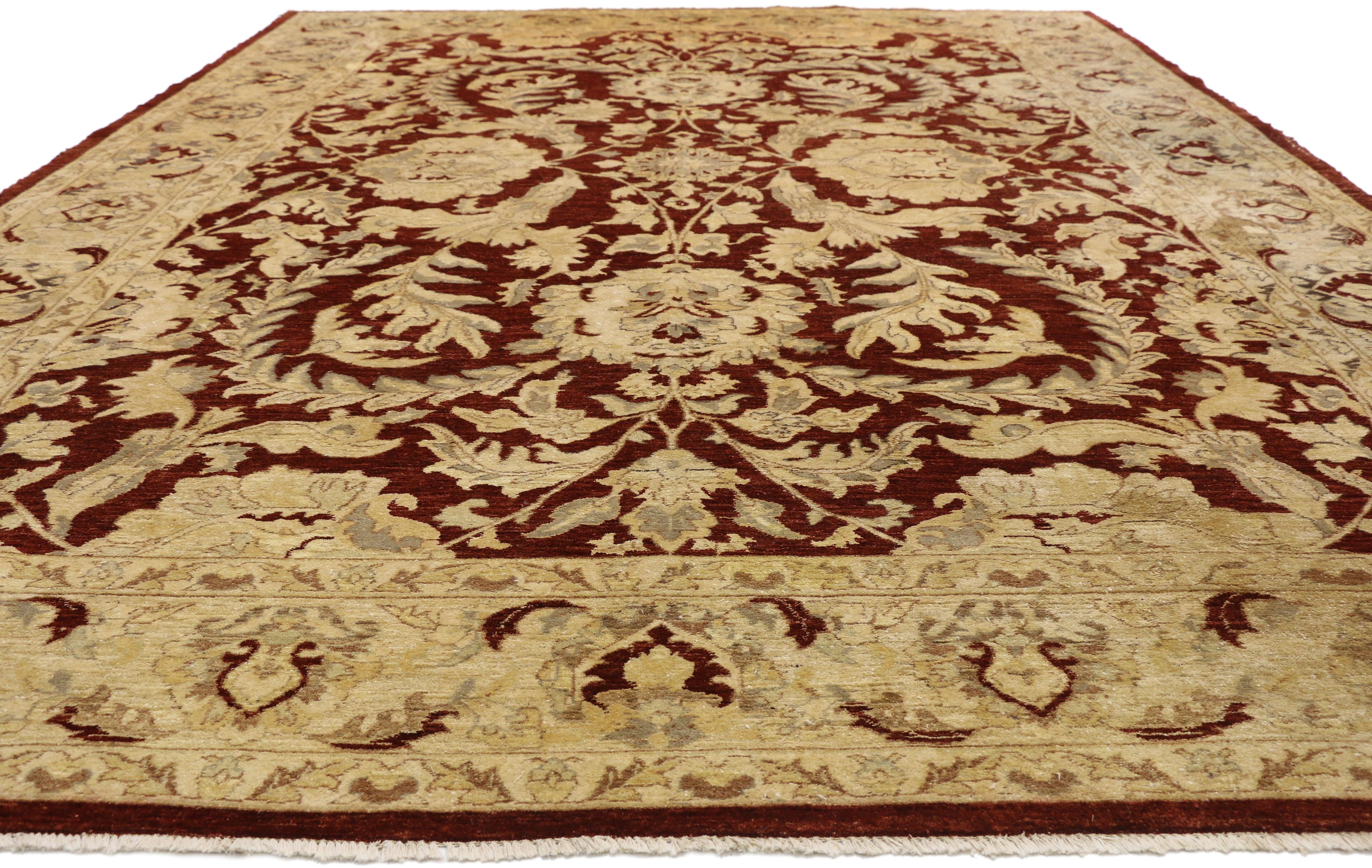 Hand-Knotted Antique Traditional Indian Area Rug with Persian Design and Luxe Baroque Style For Sale