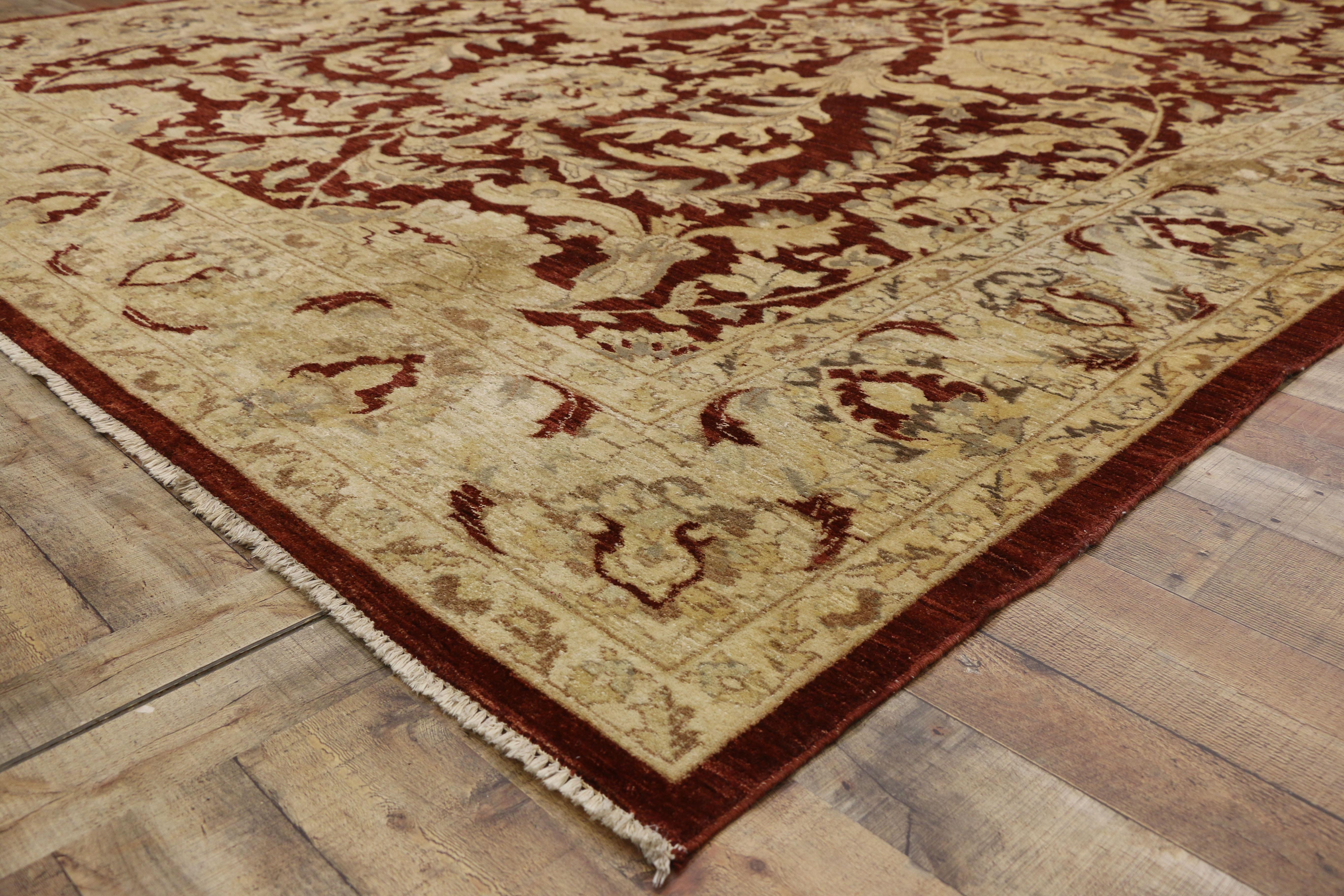 Wool Antique Traditional Indian Area Rug with Persian Design and Luxe Baroque Style For Sale