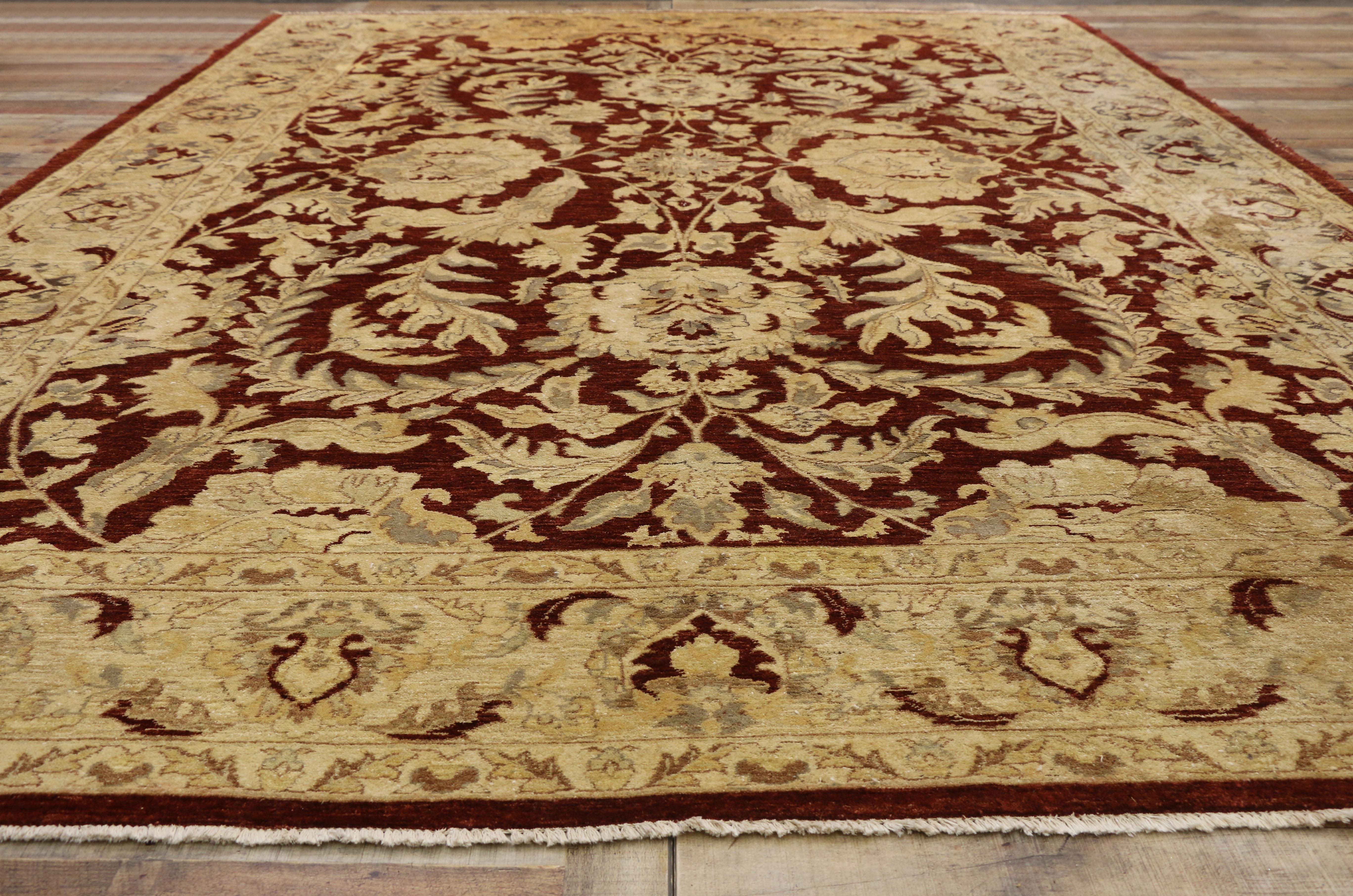 Antique Traditional Indian Area Rug with Persian Design and Luxe Baroque Style For Sale 1