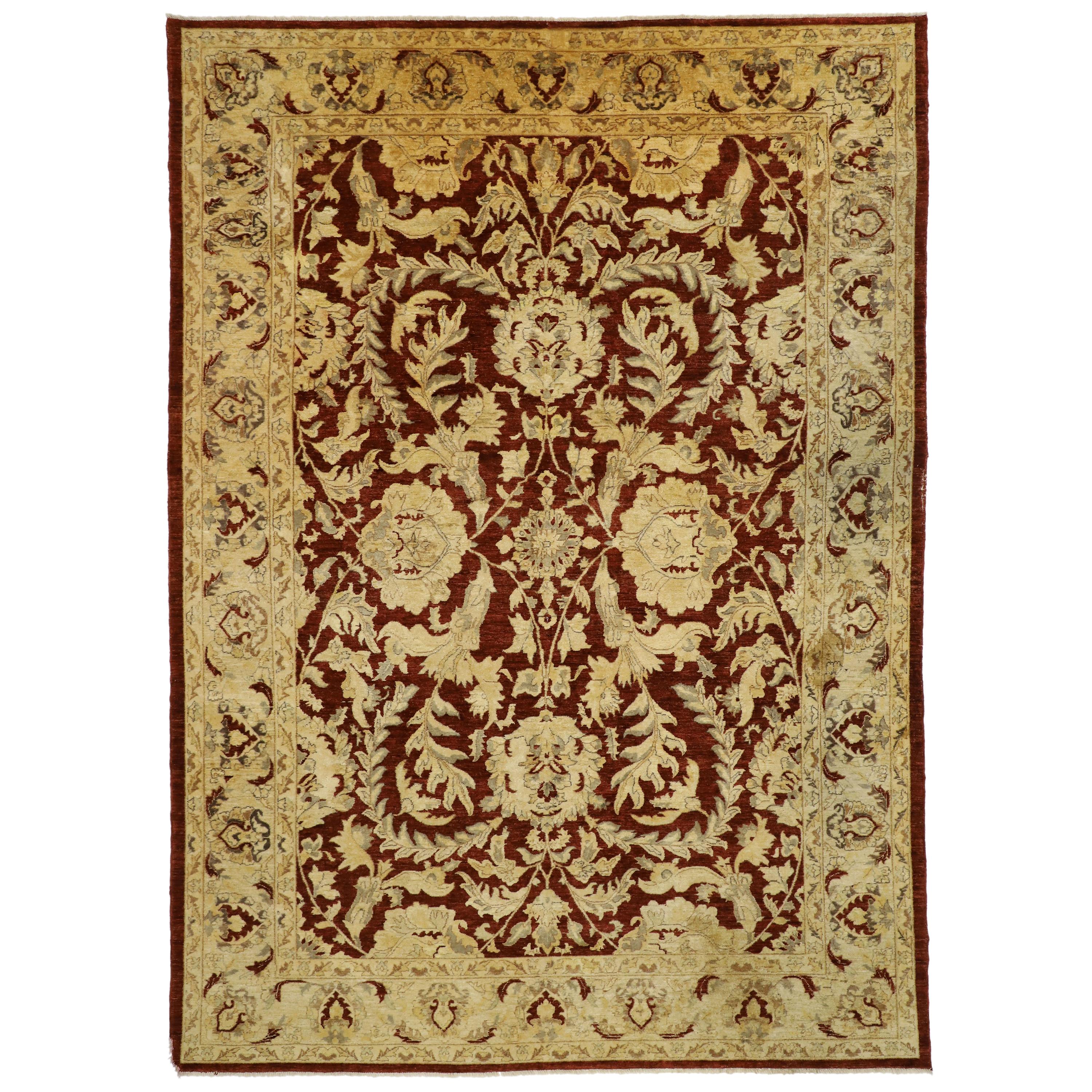 Tapis indien traditionnel ancien au design persan et au style baroque luxueux