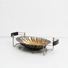 Antique Traditional Metal Tray in a Folding Stand, circa 1950