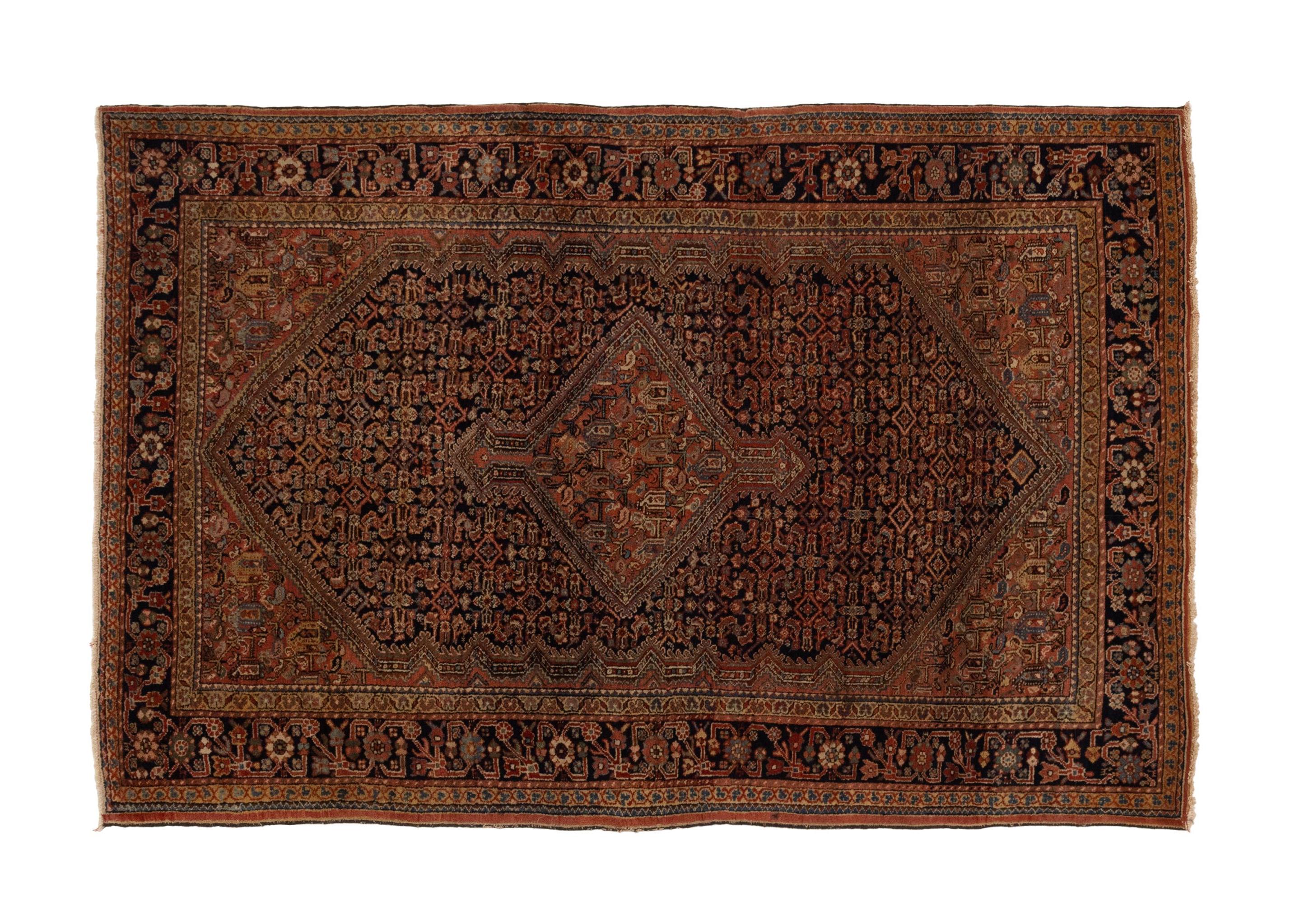 Hand-Woven Antique Traditional Rug Medallion Center For Sale