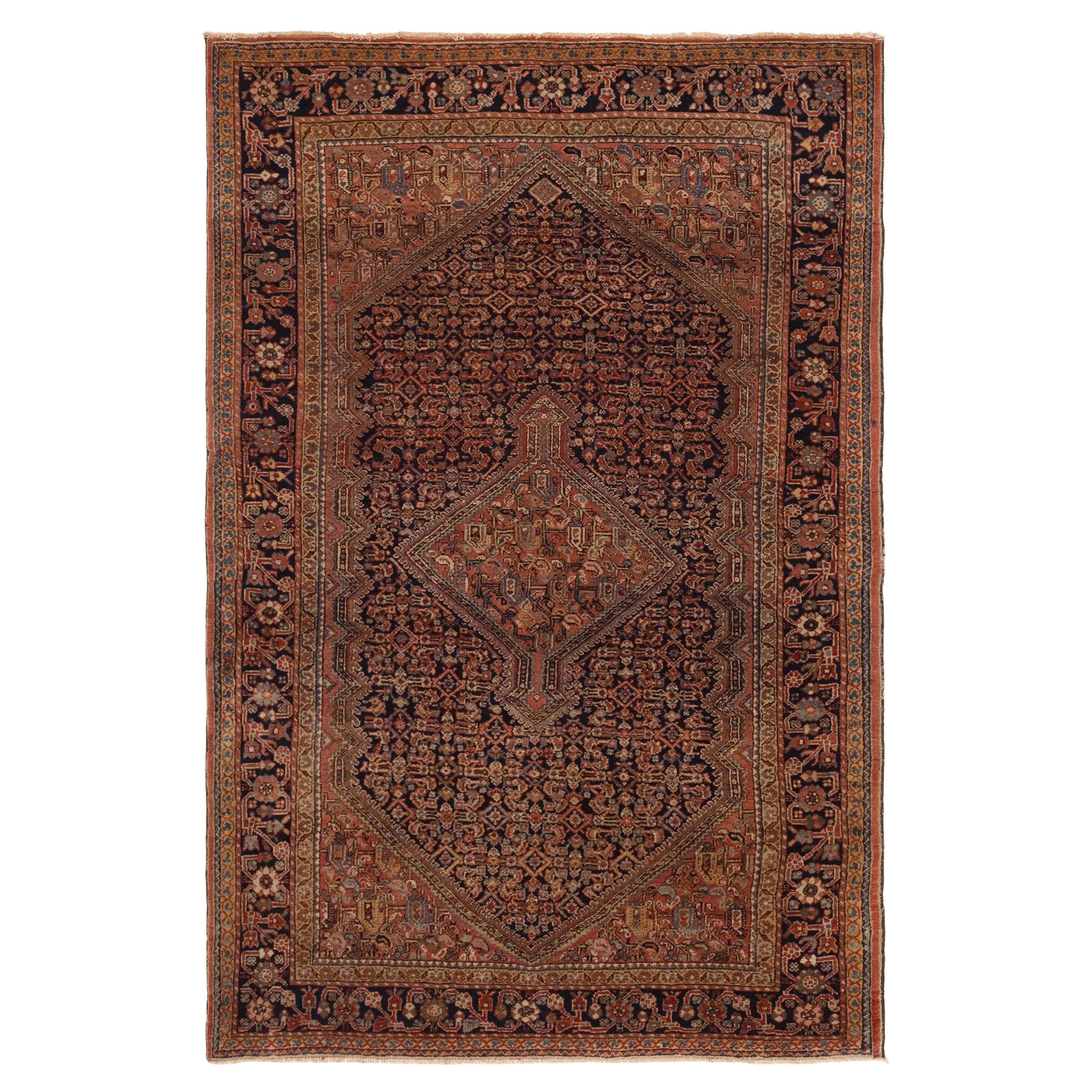 Antique Traditional Rug Medallion Center