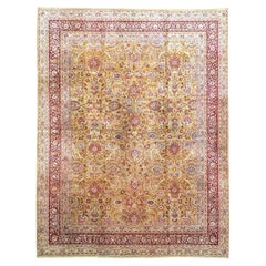 Antiker traditioneller Semnan Wollteppich 10X13 Gold, Rot & Braun Handgefertigter Vorleger