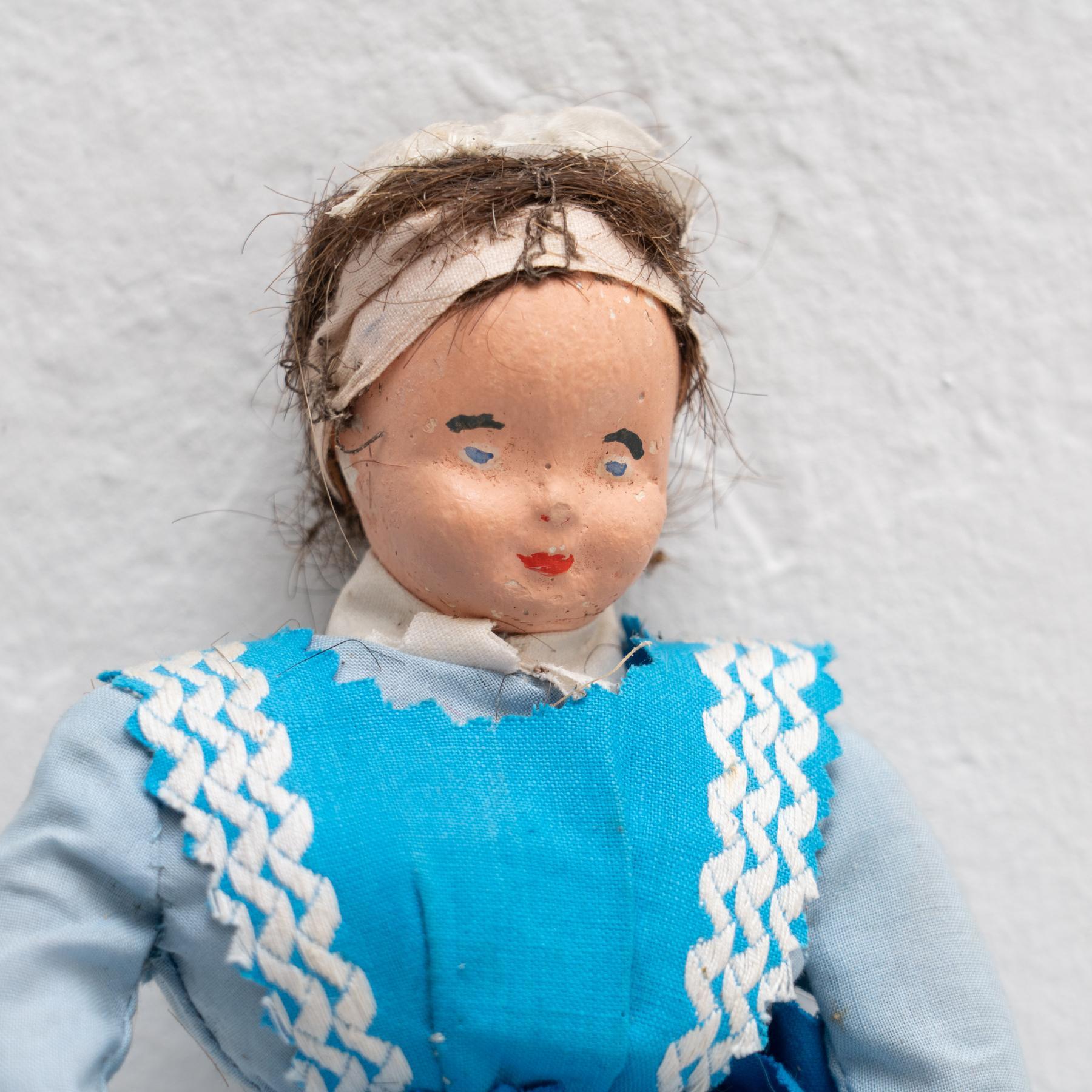 Fabric Antique Traditional Spanish Maid Rag Doll, circa 1920 For Sale
