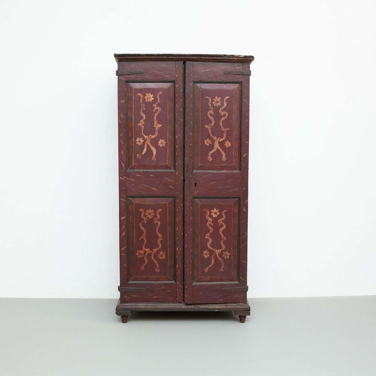 Rustic Antique Traditional Spanish Polychrome Wardrobe, circa 1930 For Sale