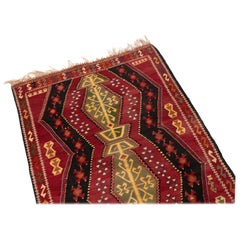 Antique Traditional Turkish Red and Gold Wool Kilim Rug