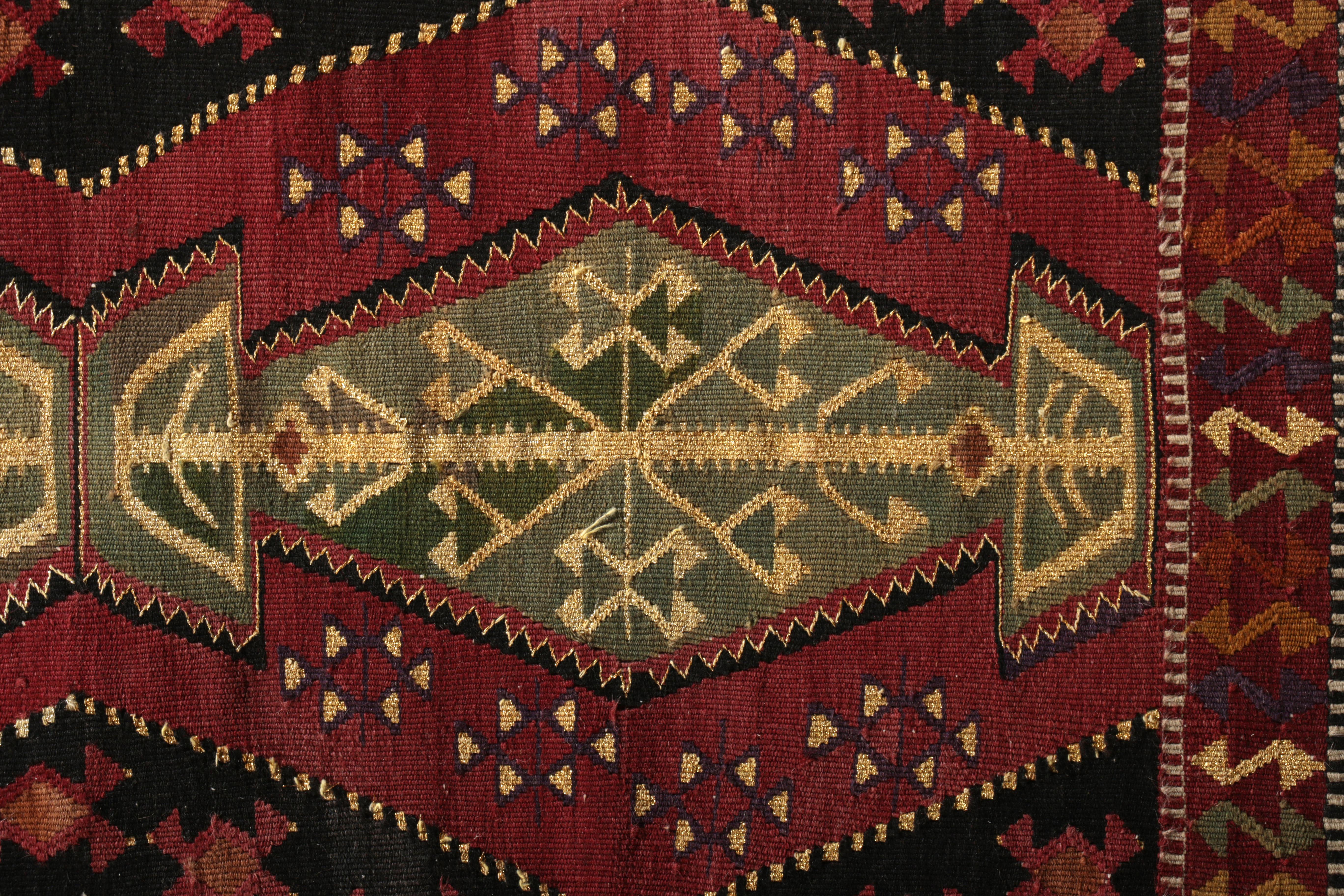 Antique Traditional Turkish Red Wool Rug with Geometric Pattern by Rug & Kilim In Good Condition For Sale In Long Island City, NY