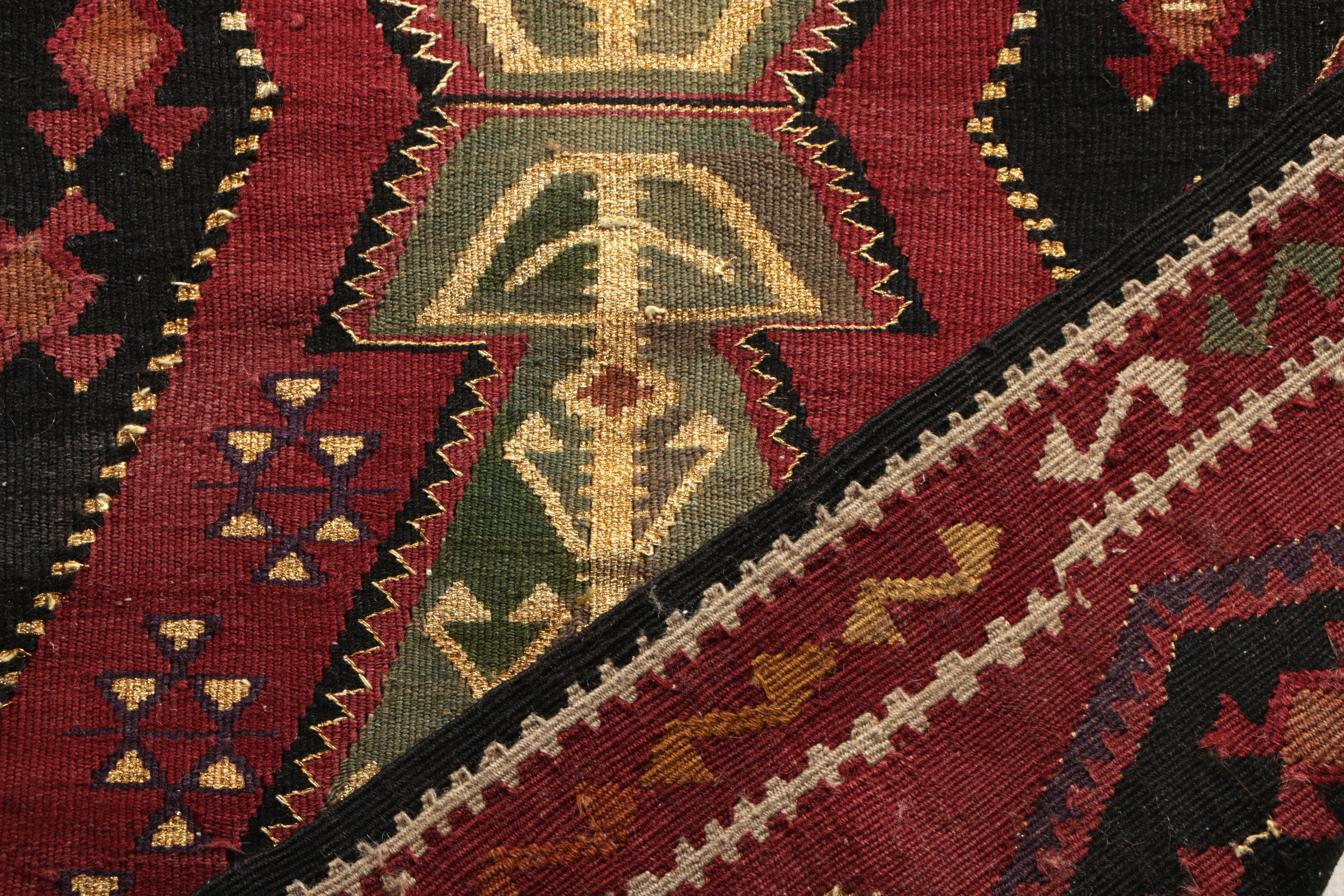 Early 20th Century Antique Traditional Turkish Red Wool Rug with Geometric Pattern by Rug & Kilim For Sale