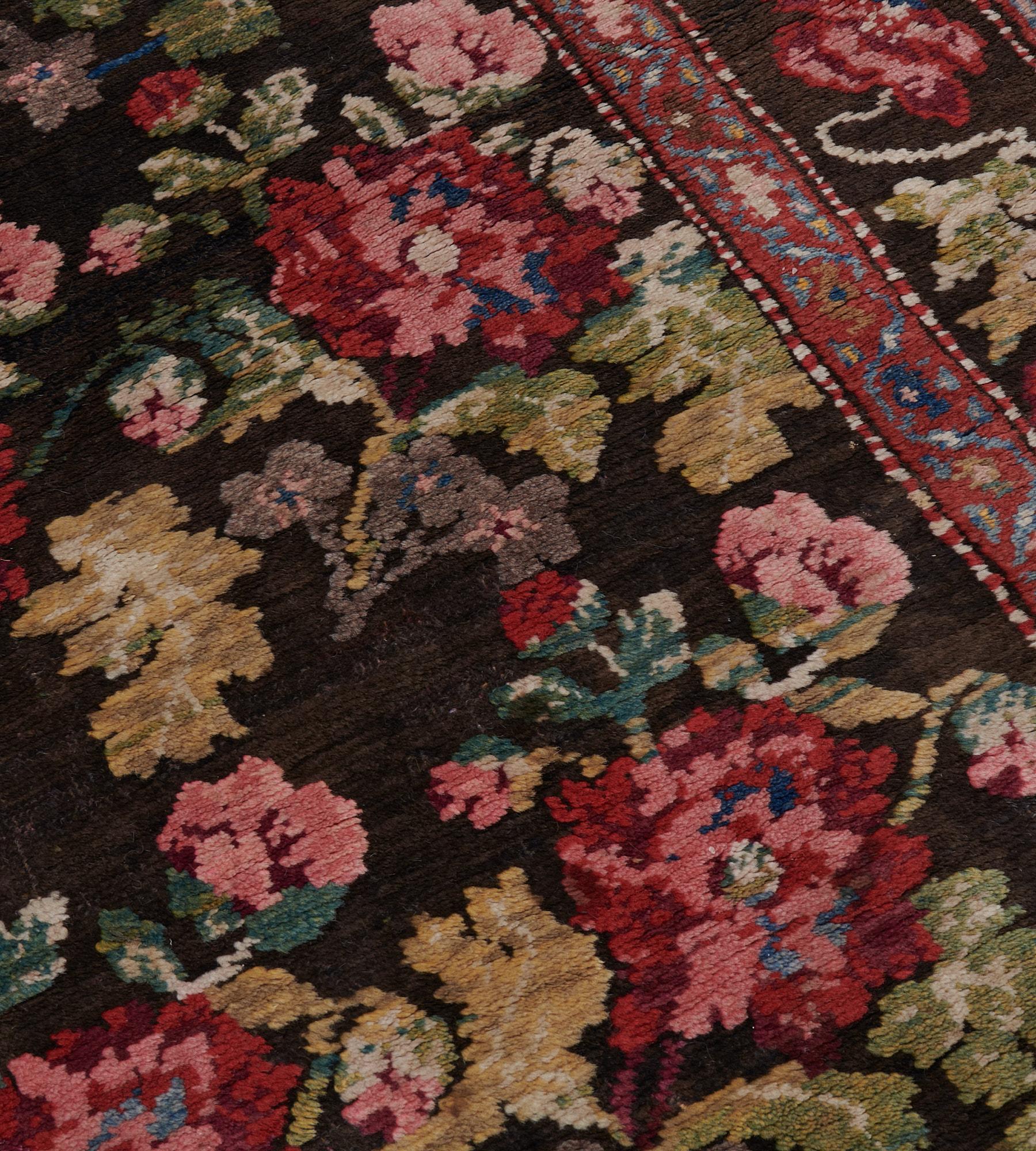 Hand-Knotted Antique Traditional Wool Floral Karabagh Runner For Sale