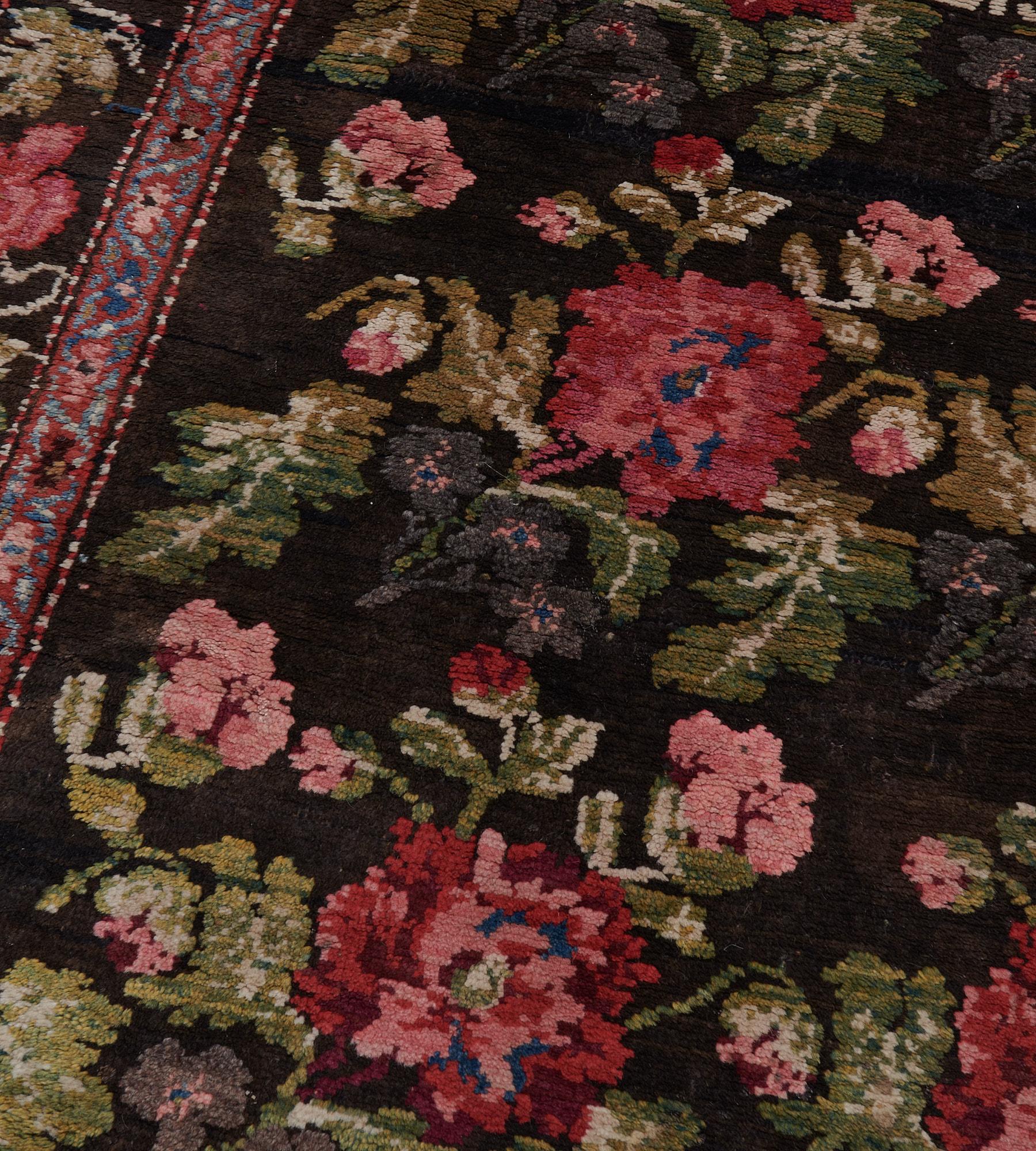 Antique Traditional Wool Floral Karabagh Runner In Good Condition For Sale In West Hollywood, CA
