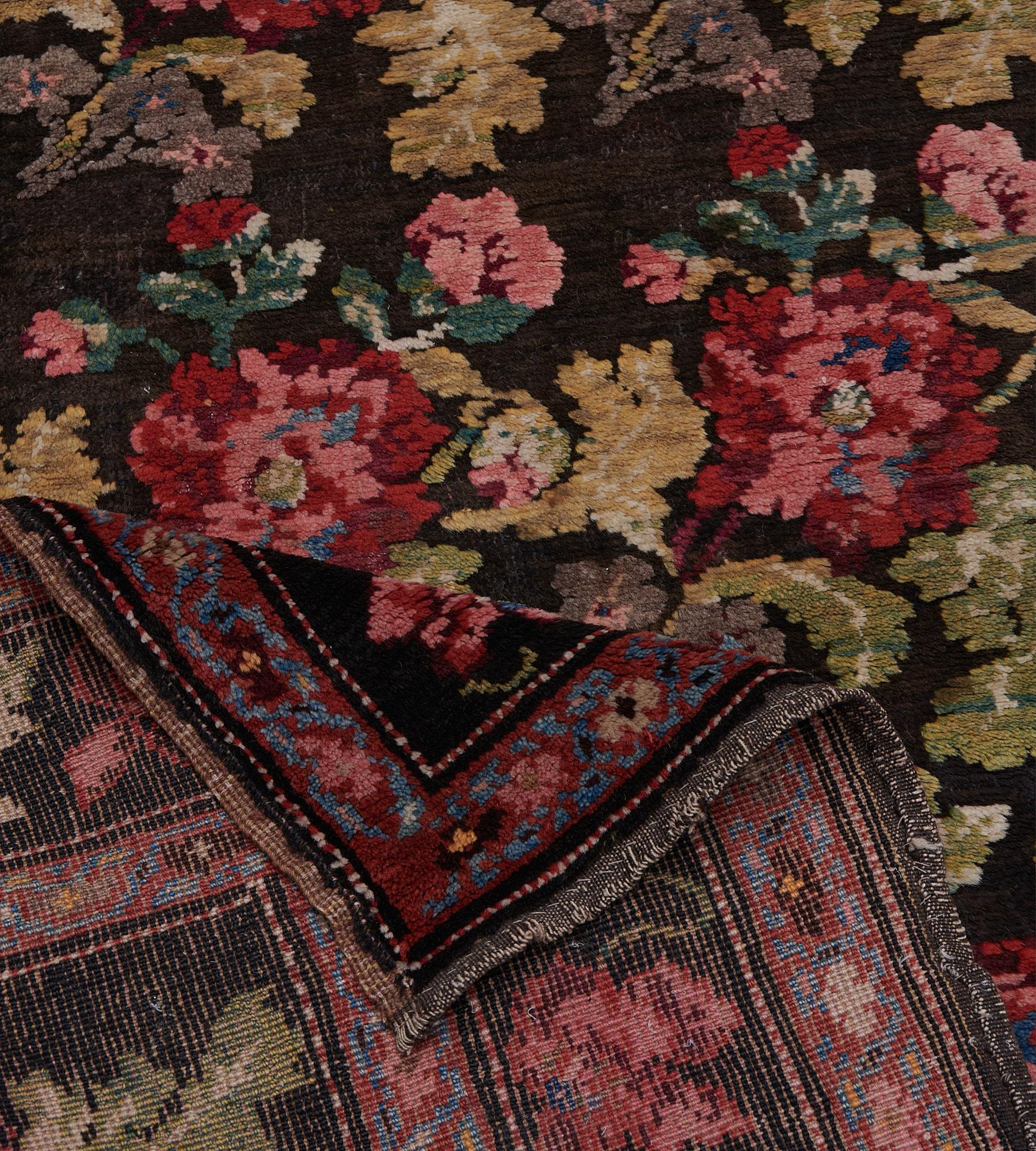 Antique Traditional Wool Floral Karabagh Runner For Sale 1