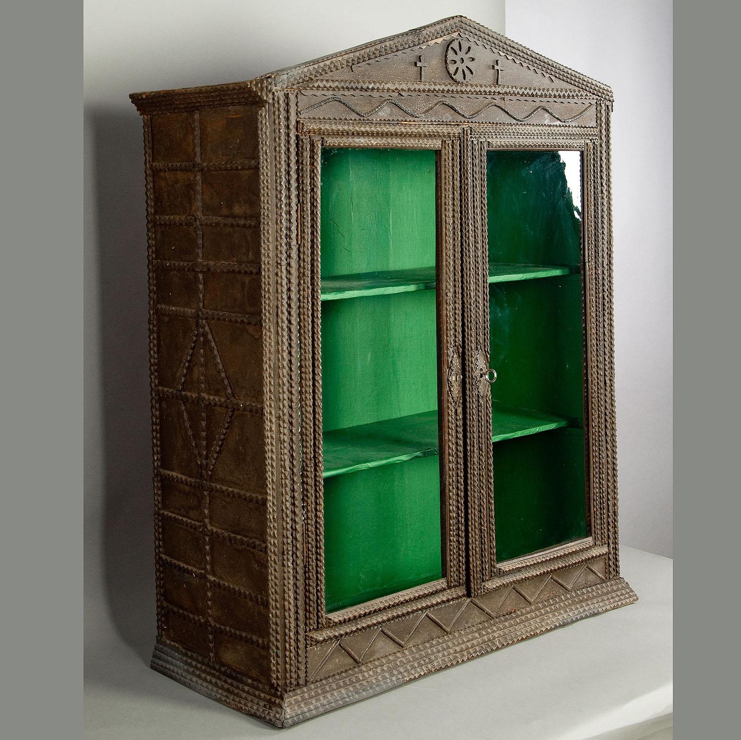 Black Forest Antique Tramp Art Cabinet, ca. 1900 For Sale