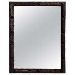 Antique tramp art folk art distressed mirror, Belgium ca 1900s