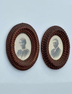 Antike Tramp Art-Bilderrahmen, handgeschnitzte Volkskunst, CIRCA 1900