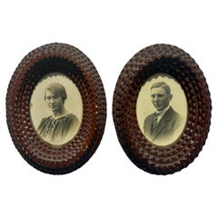 Antike Tramp Art-Bilderrahmen, handgeschnitzte Volkskunst, CIRCA 1900