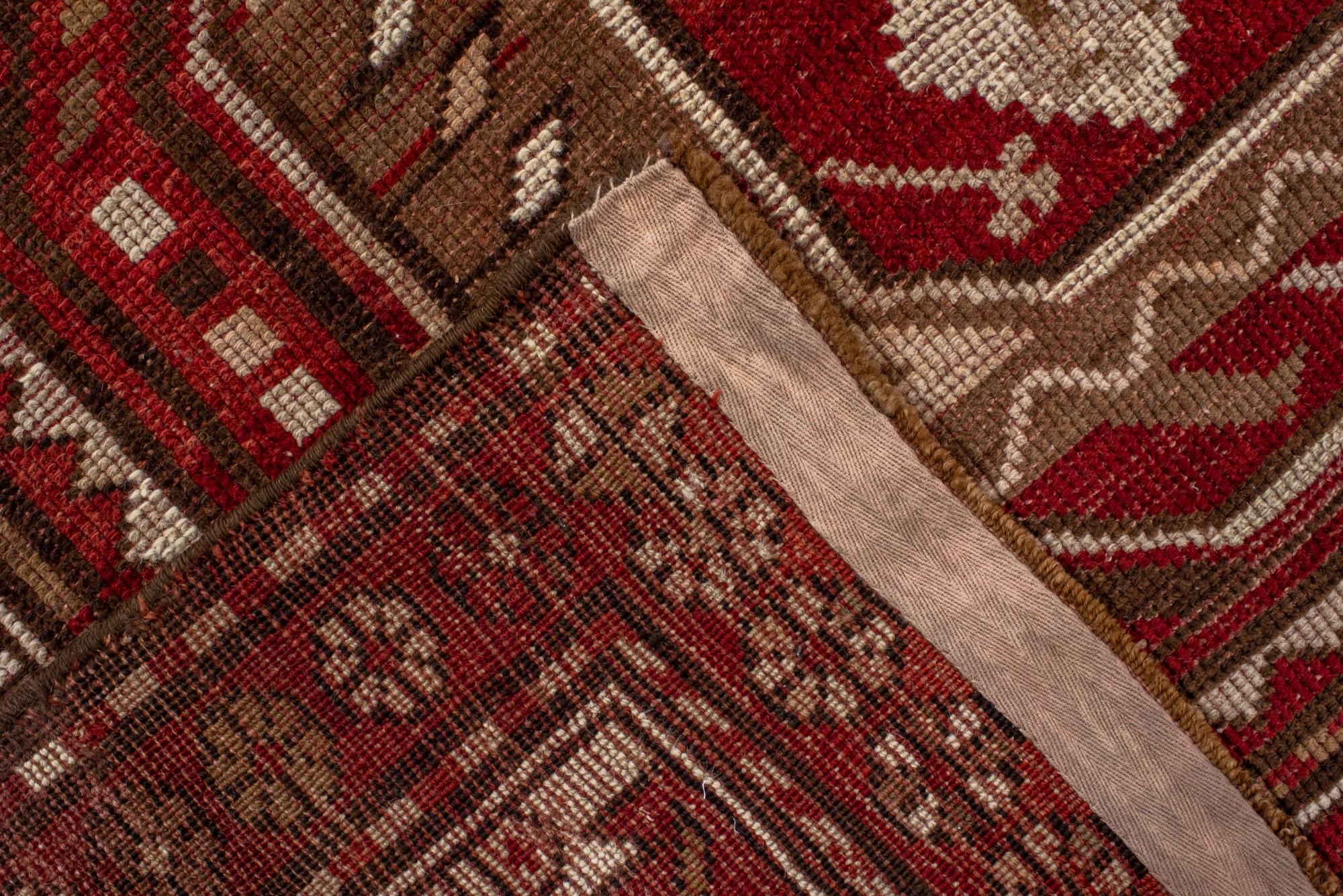 20th Century Antique Transcaucasian Long Rug with Brick Red Colors For Sale