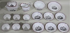 Antique Transferware China Desert or Luncheon Set of Mother and Children Playing