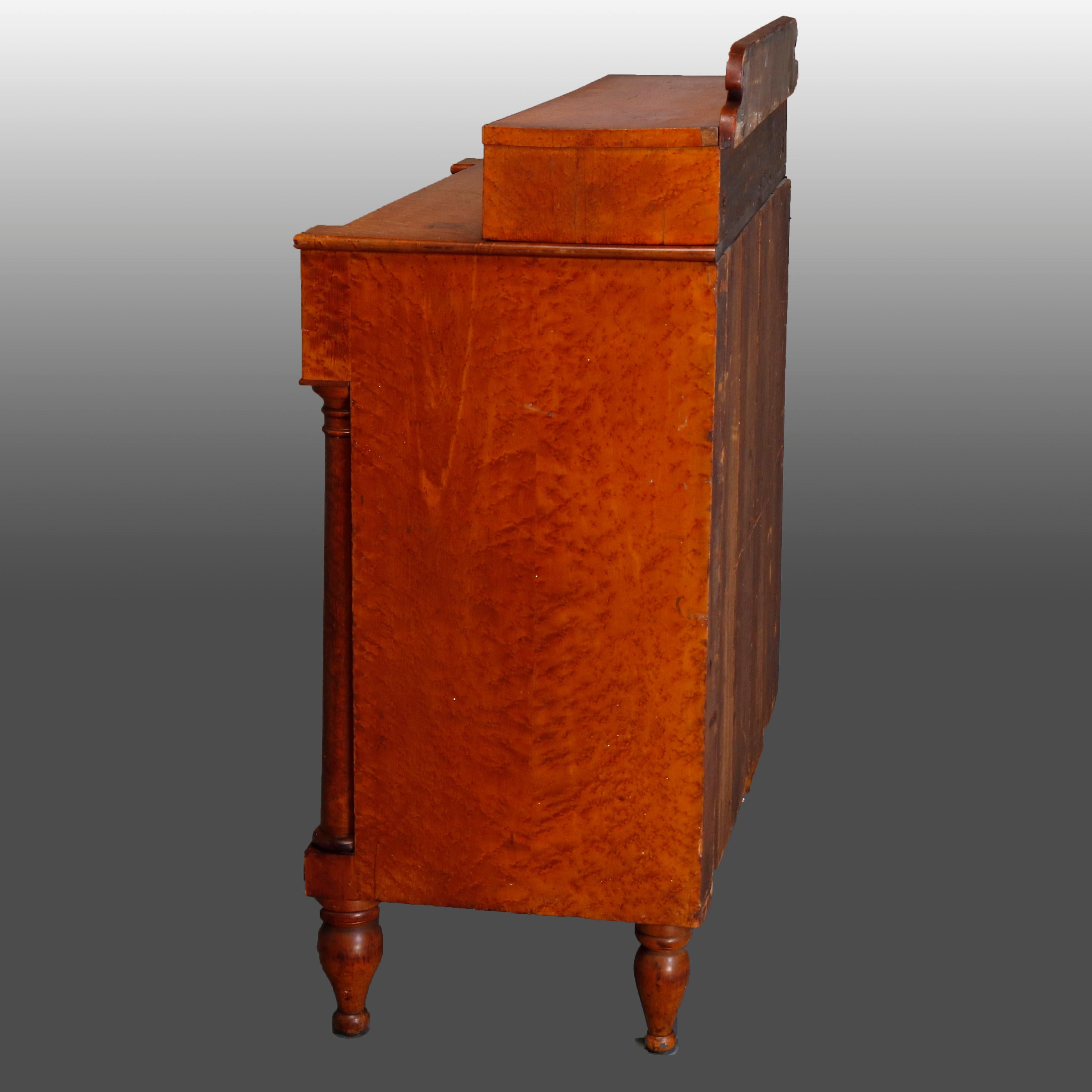 American Empire Antique Transitional Empire to Sheraton Birdseye Maple Chest of Drawers