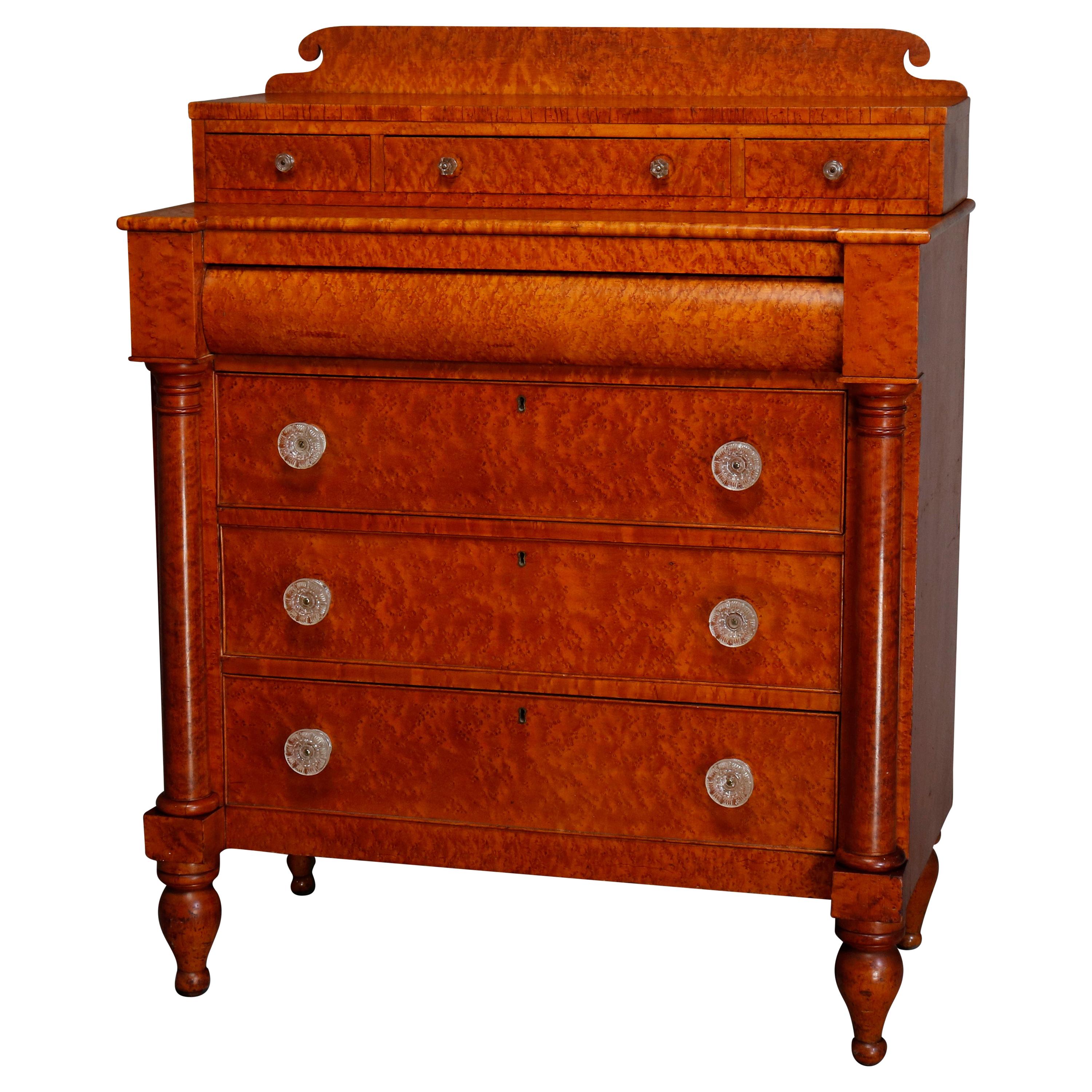 Antique Transitional Empire to Sheraton Birdseye Maple Chest of Drawers
