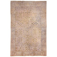 Antique Transitional Green and Grey Sultanabad Wool Rug with Floral Pattern