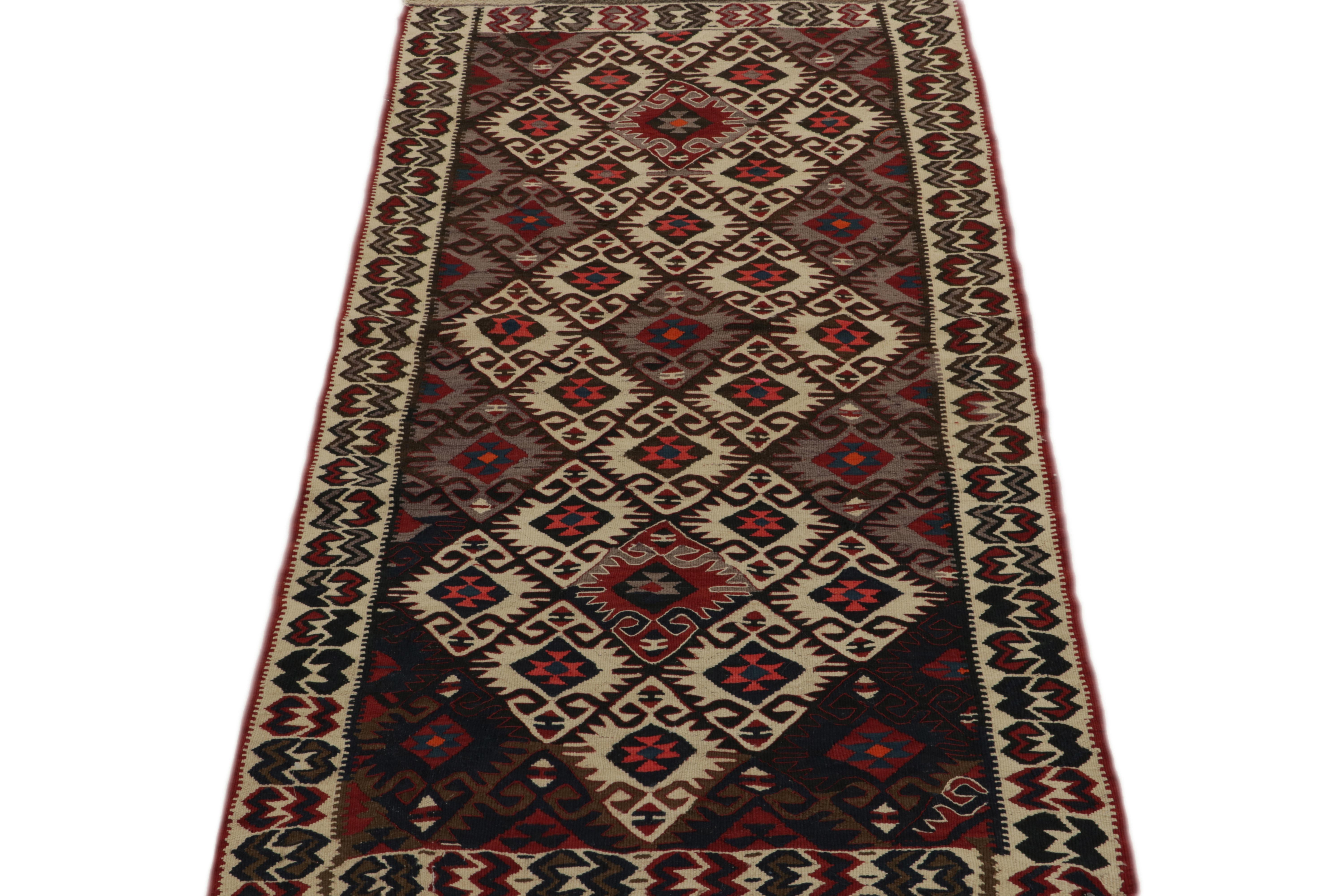 Hand-Knotted Antique Turkish Kilim Rug in Beige-Brown, Gray Tribal Pattern by Rug & Kilim For Sale