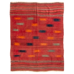 Antique Transitional Turkish Red Wool Kilim Rug