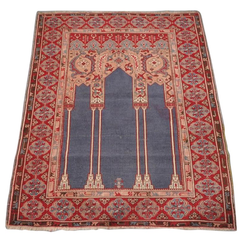 Ancien tapis de prière transylvanien à colonne, vers 1920