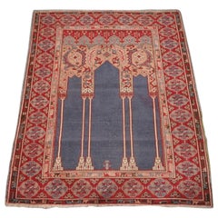 Ancien tapis de prière transylvanien à colonne, vers 1920